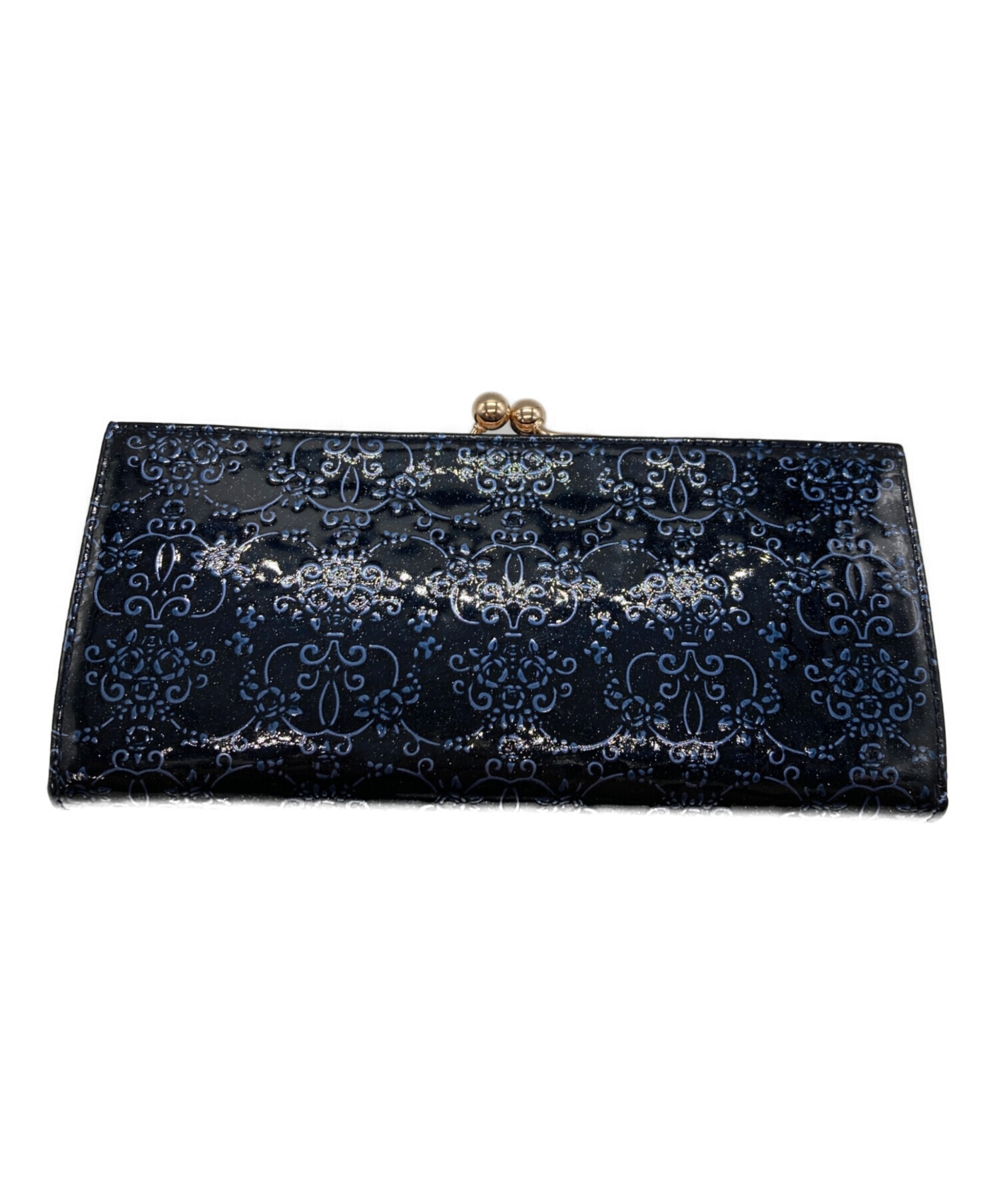 中古・古着通販】ANNA SUI (アナスイ) がま口長財布 ブラック×ブルー