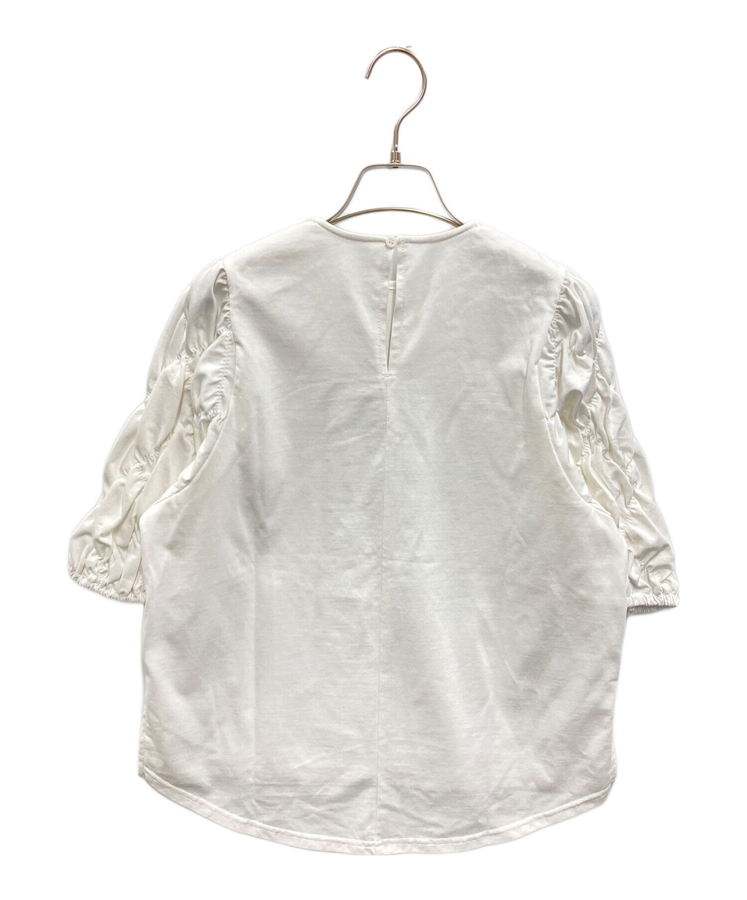 中古・古着通販】eLLa (エラ) sleeve shirring T ホワイト サイズ:FREE