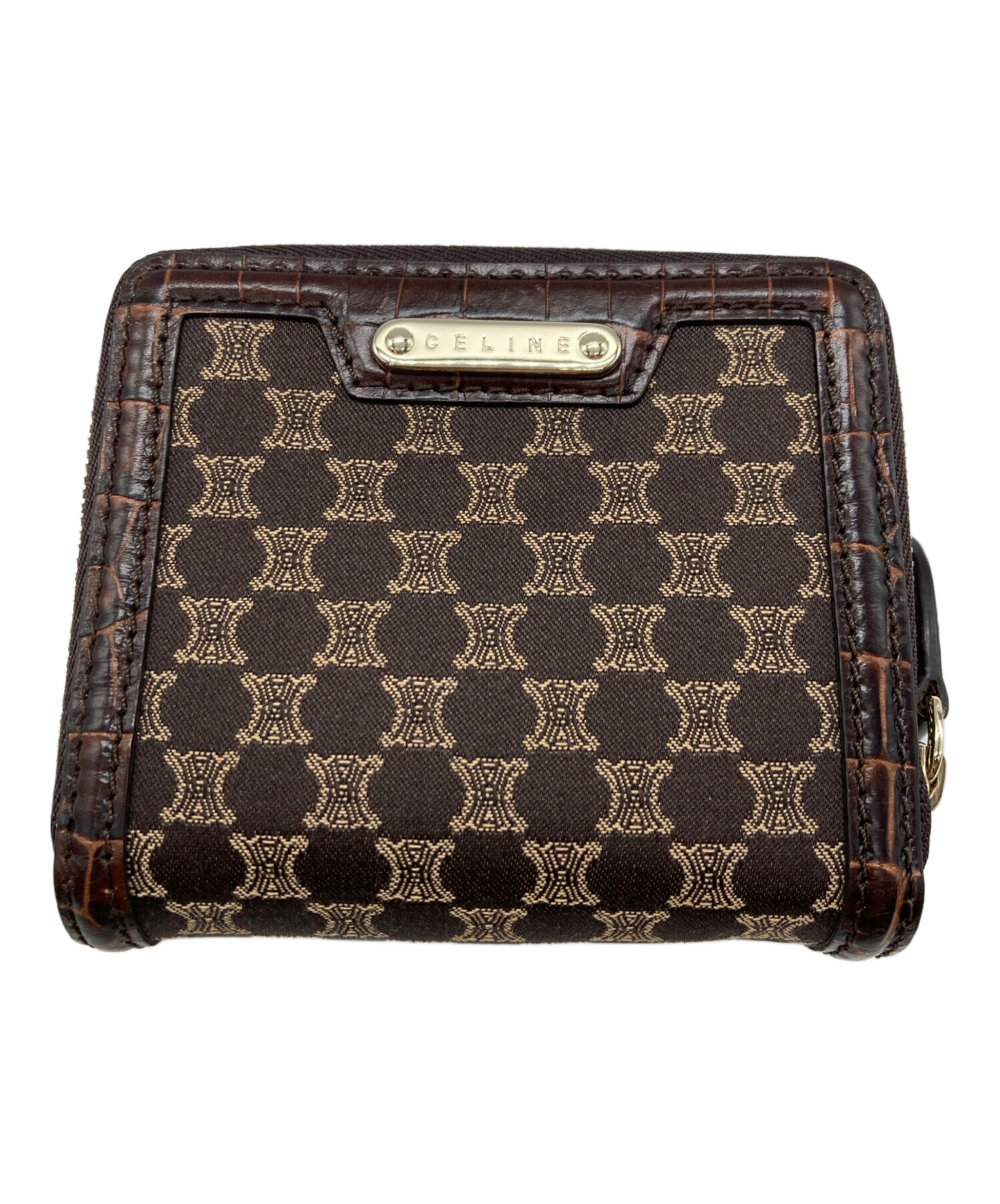中古・古着通販】CELINE (セリーヌ) マカダム柄 二つ折り財布 ブラウン