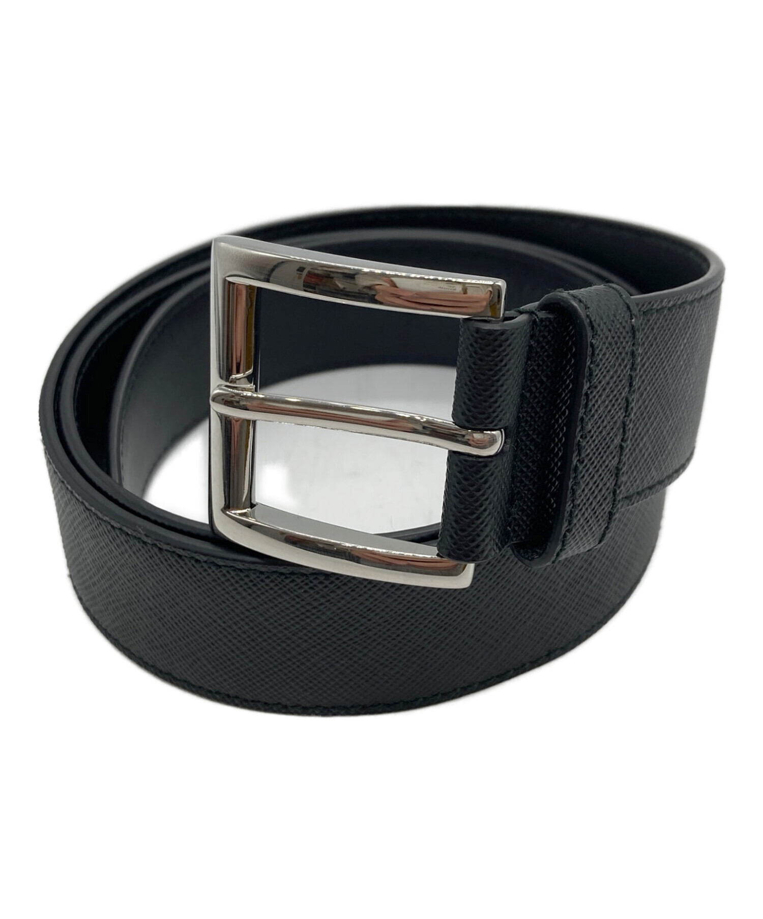 中古・古着通販】PRADA (プラダ) サフィアーノレザーベルト ブラック