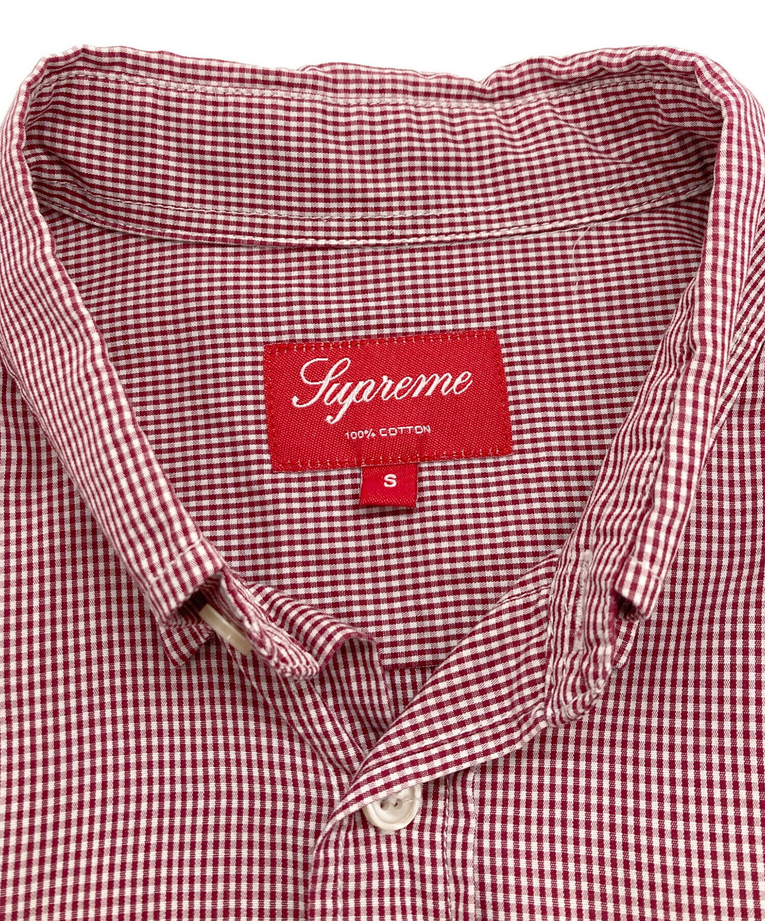 Supreme ギンガムチェック 半袖シャツ レッド S 中古・古着通販】Supreme (シュプリーム) ギンガムチェックシャツ
