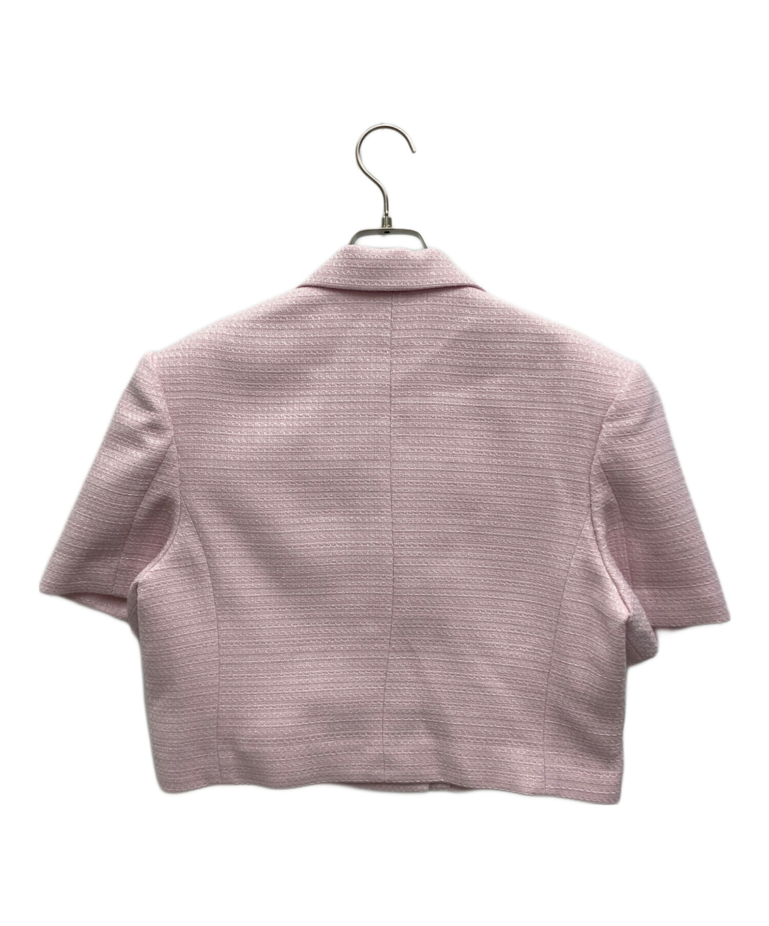 中古・古着通販】cygne (シーニュ) 半袖ツイードジャケット ピンク