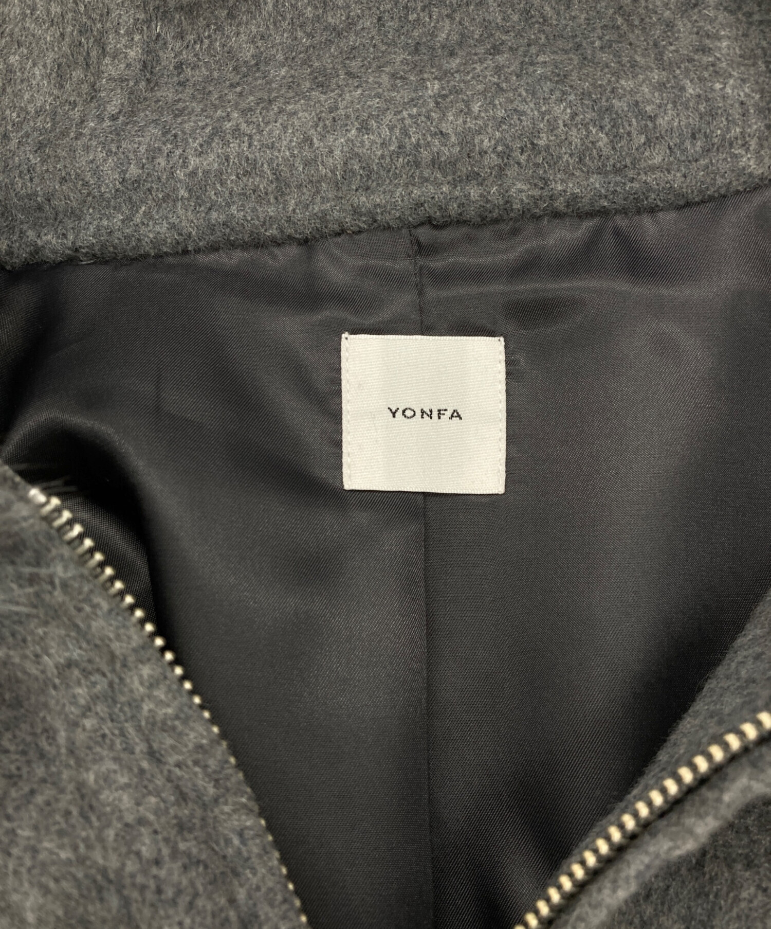 中古・古着通販】YONFA (ヨンファ) ウールカシミヤフードコート グレー