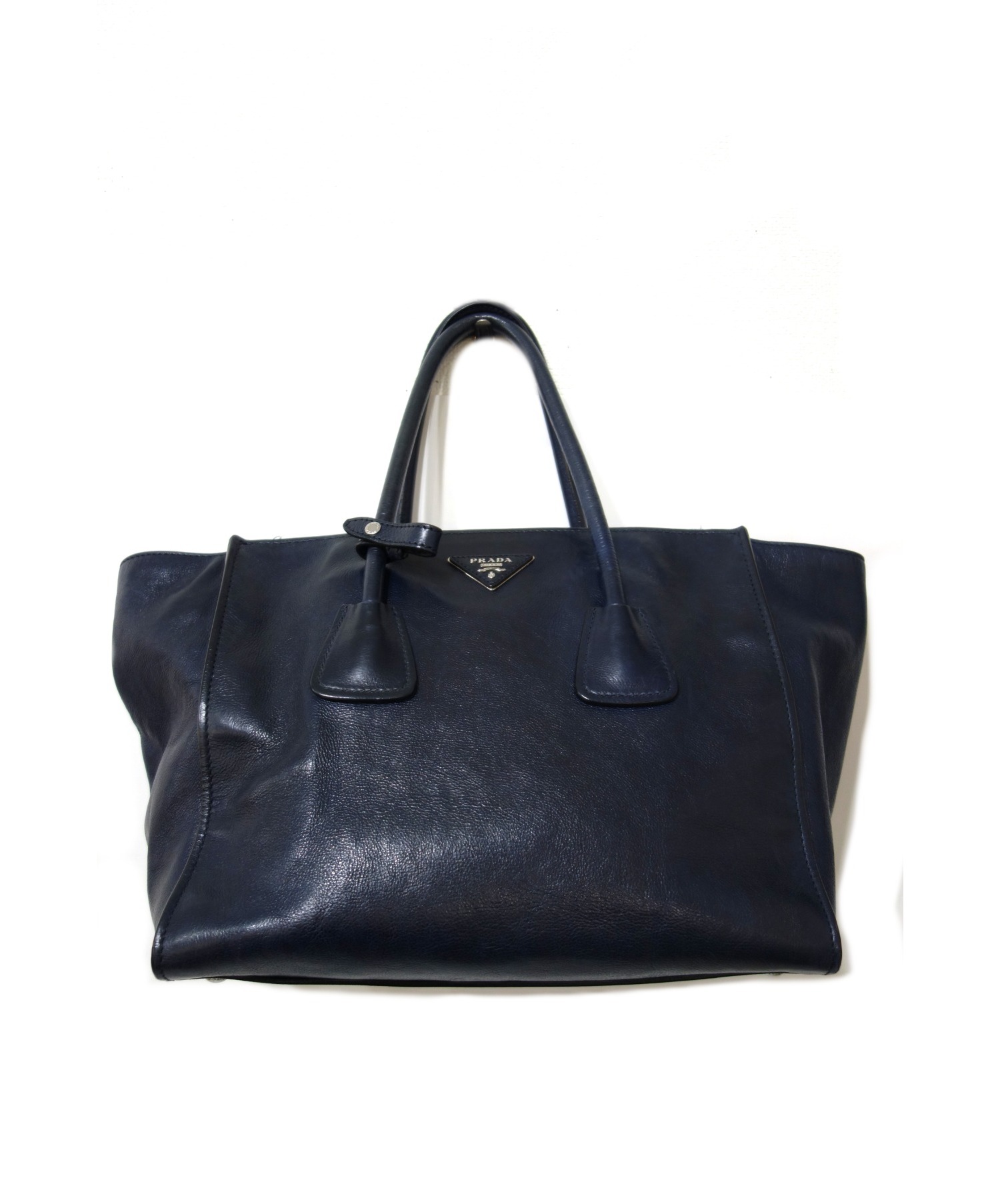 中古・古着通販】PRADA (プラダ) レザーハンドバッグ ネイビー BN2619 
