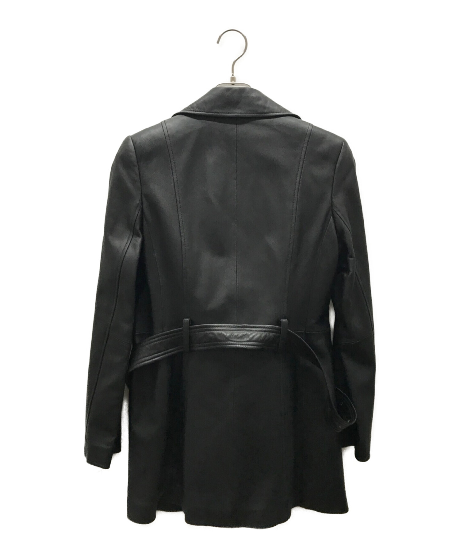 ブラックレザーコート サイズ9 バルマン テーラードジャケット