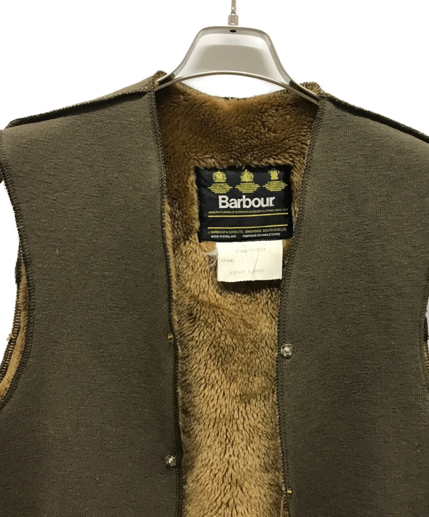 Barbour イングランド製 バブアー ボアライナー ベスト ブラウン
