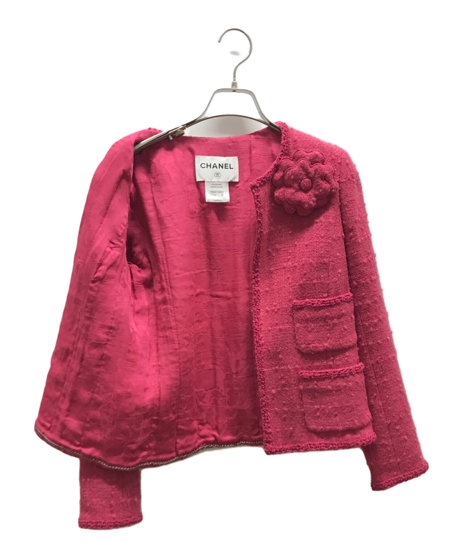 中古・古着通販】CHANEL (シャネル) カメリアブローチ付きツイード