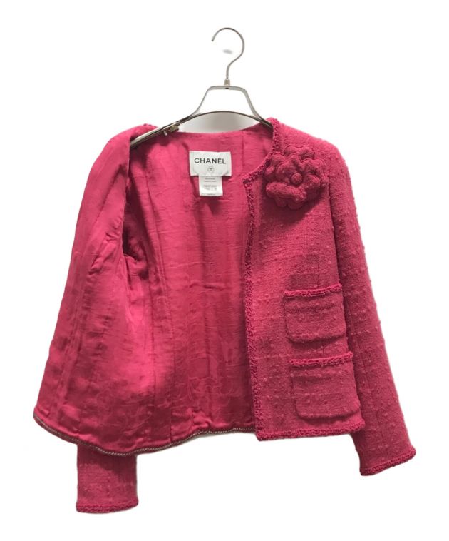 中古・古着通販】CHANEL (シャネル) カメリアブローチ付きツイード