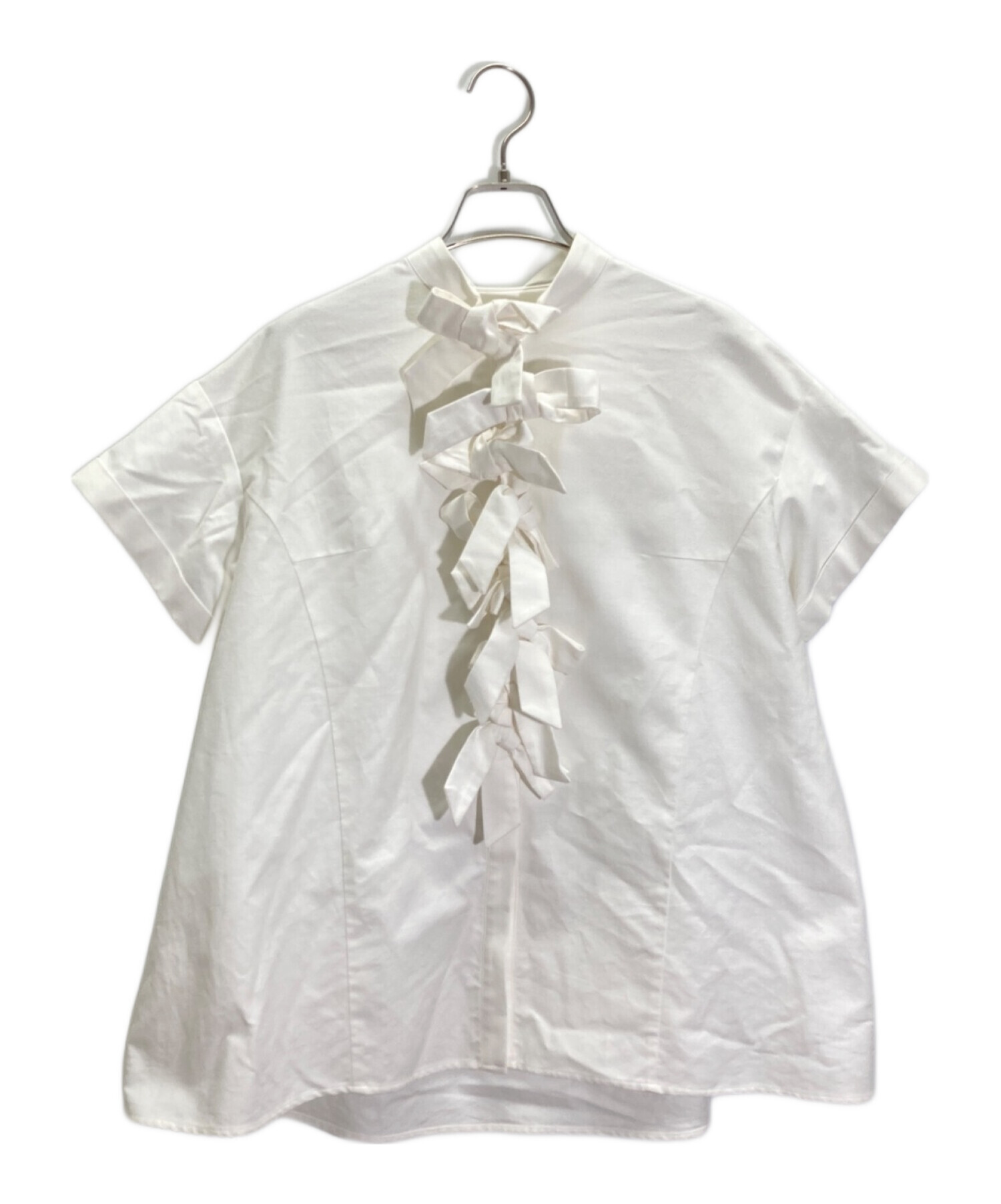 セブンテン SEVEN TEN フロントリボン ブラウス シャツ フロントリボンシャツ(ホワイト) - seventen