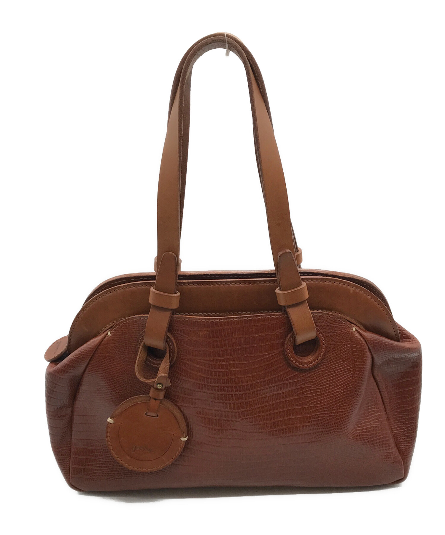 genten ボストンバッグ ブラウン 中古・古着通販】genten (ゲンテン) レザーボストンバック ブラウン