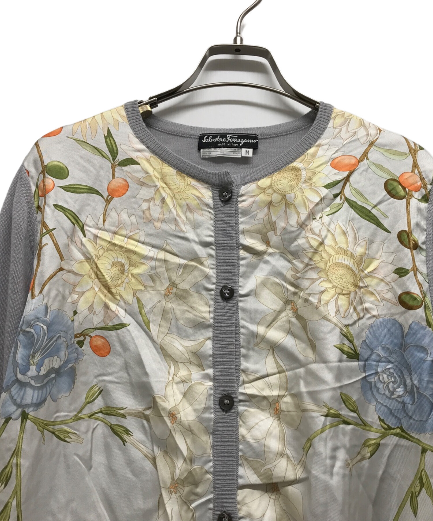 Salvatore Ferragamo フェラガモ カーディガン シルク M フェラガモ シルクカーディガンM