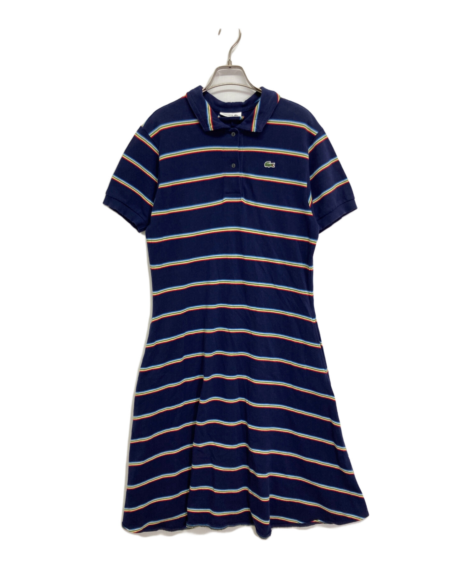新品LACOSTE 半袖シャツワンピース ネイビー 36 中古・古着通販】LACOSTE (ラコステ) カットソーワンピース ネイビー
