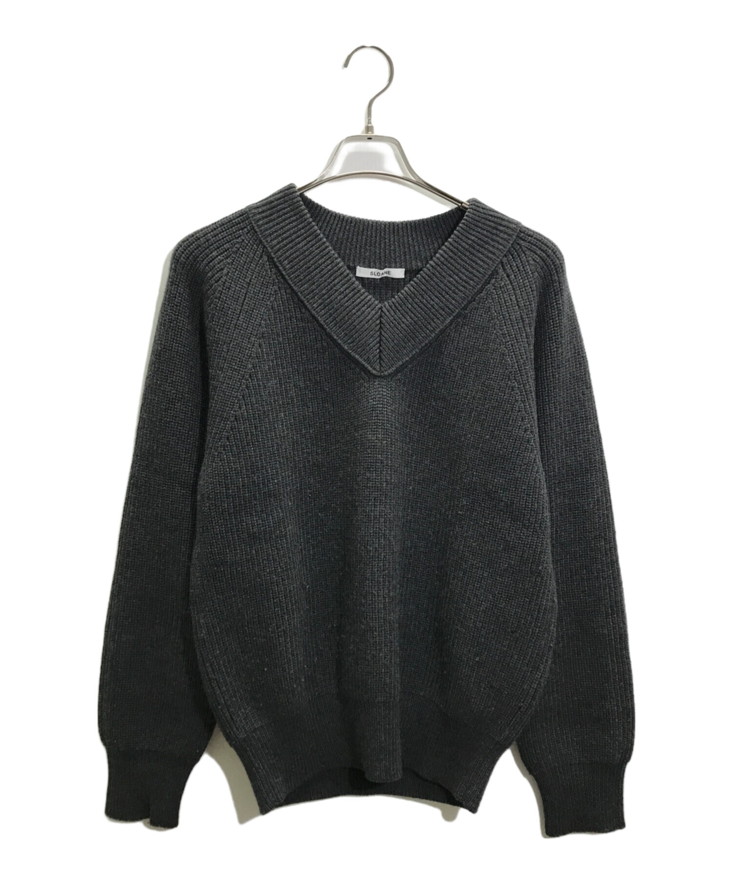 その他 _mcrnl84 中古・古着通販】SLOANE (スローン) 5Gメリノウール畦編Vネック グレー