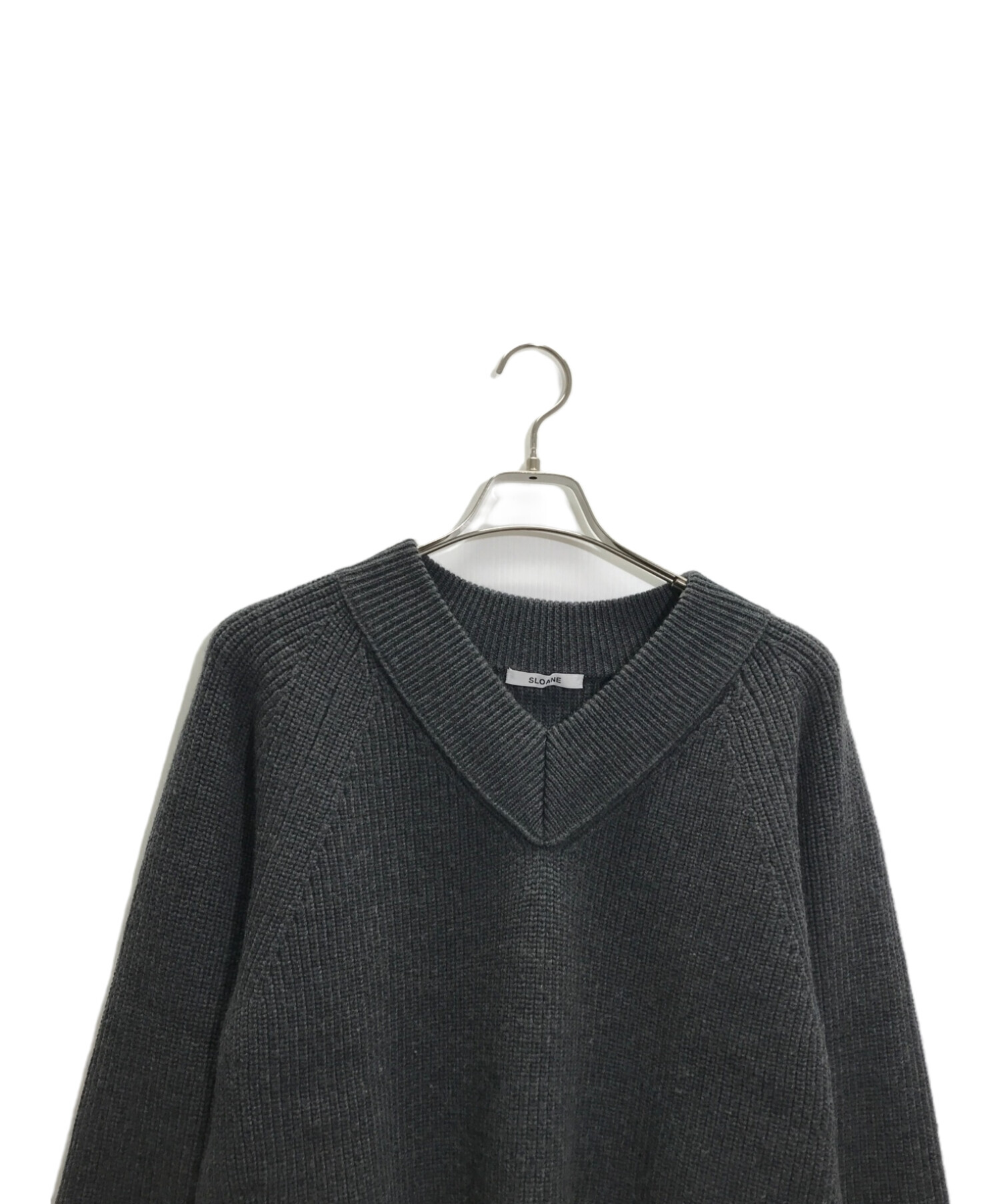 その他 _mcrnl84 中古・古着通販】SLOANE (スローン) 5Gメリノウール畦編Vネック グレー