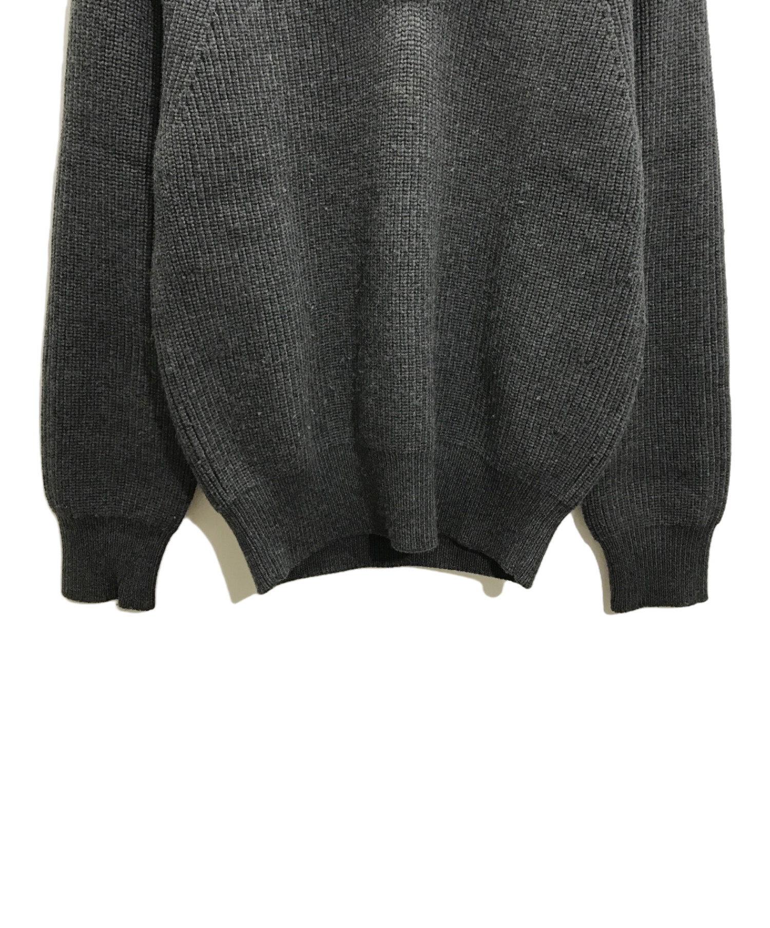 中古・古着通販】SLOANE (スローン) 5Gメリノウール畦編Vネック グレー