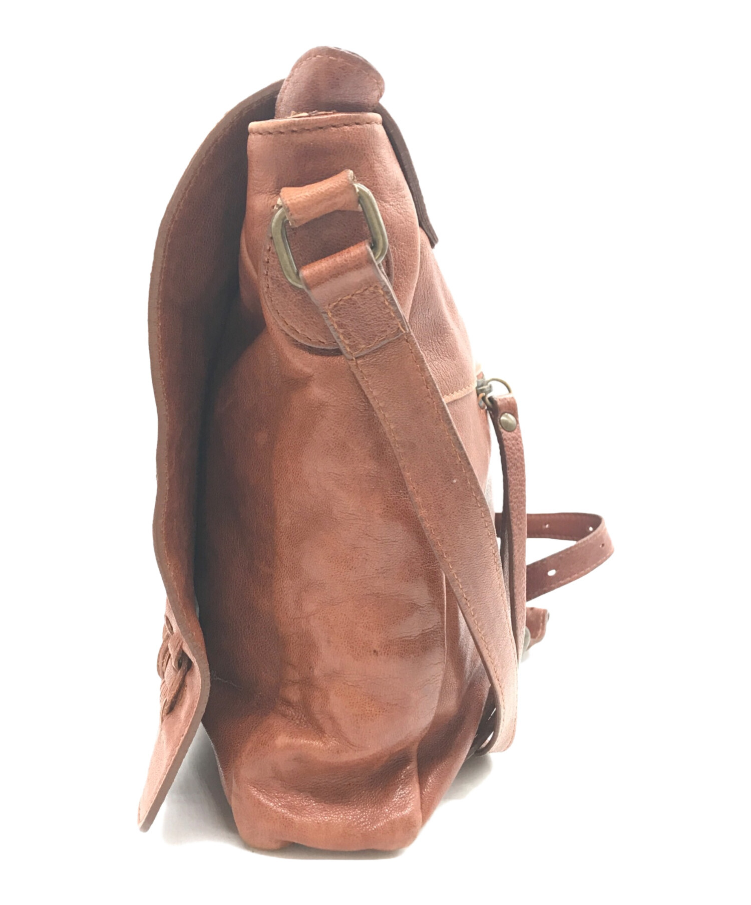 中古・古着通販】genten (ゲンテン) メッシュレザーバッグ ブラウン 