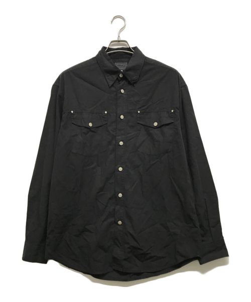 美品 ヴェルサーチ 半袖シャツ VERSACE ロゴボタン エポレット 黒 56