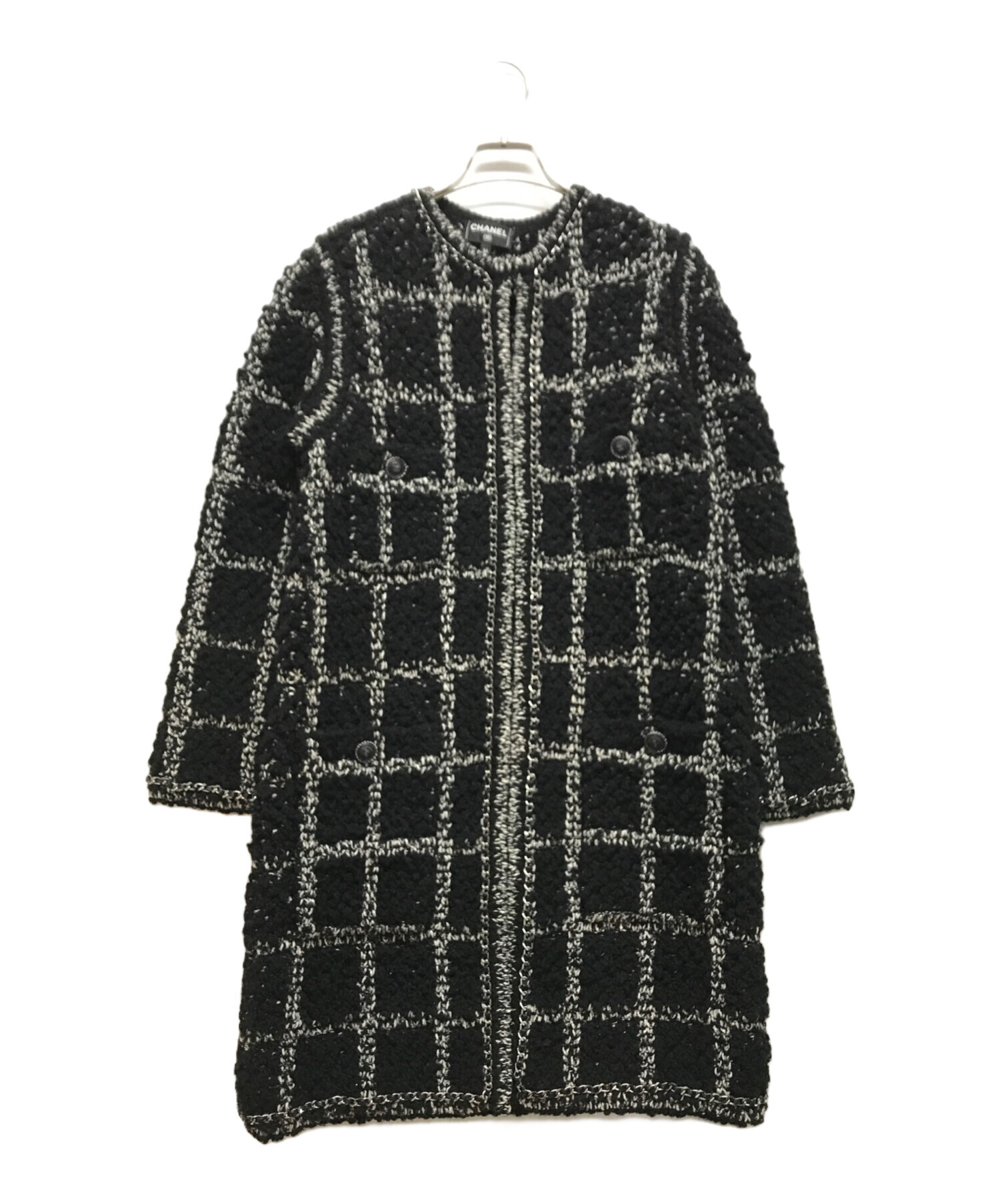 CHANEL クリーニング済み　コート 中古・古着通販】CHANEL (シャネル) チェーンデザインウール コート