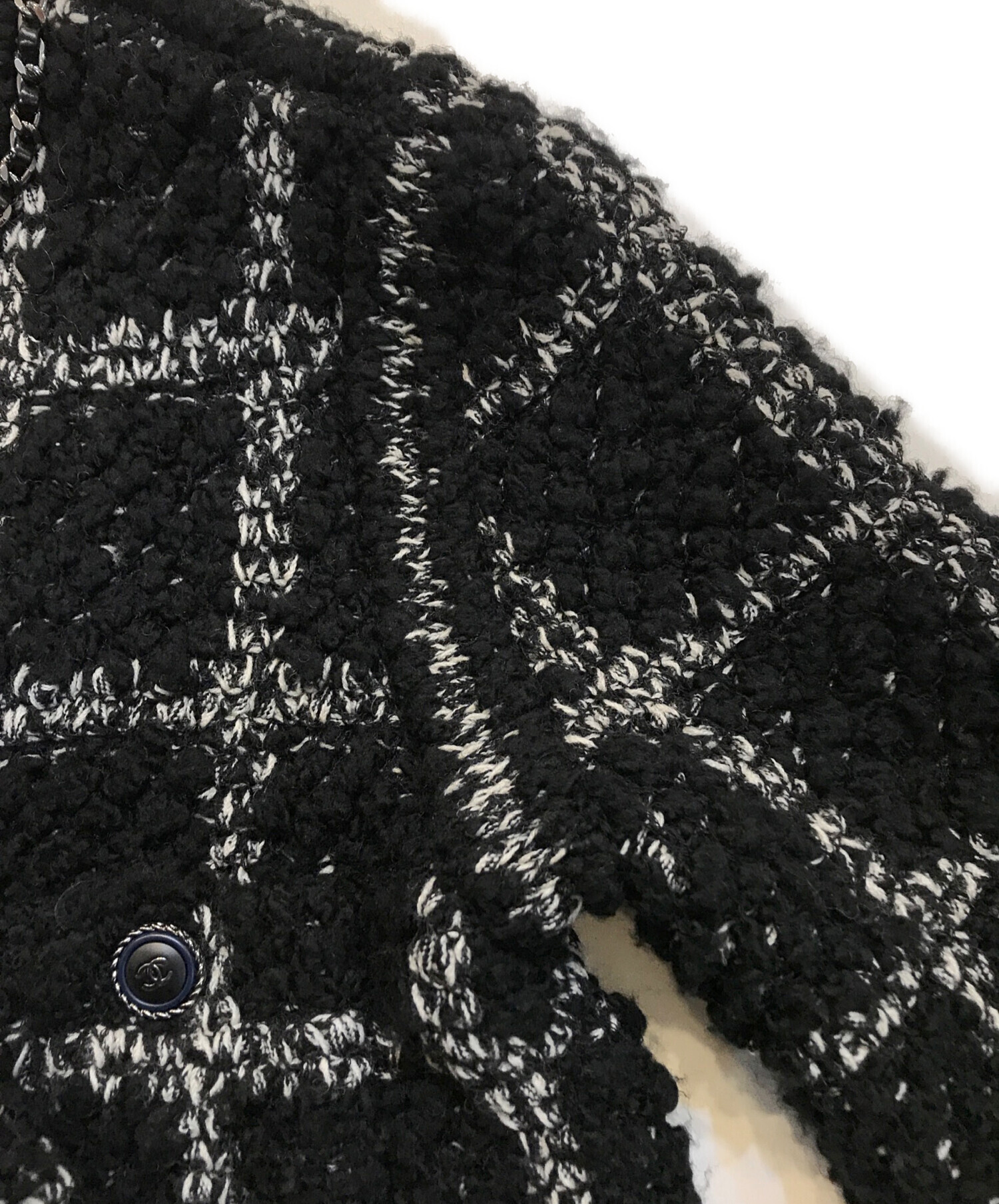 CHANEL シャネル オーバーウールコート 中古・古着通販】CHANEL (シャネル) チェーンデザインウール コート