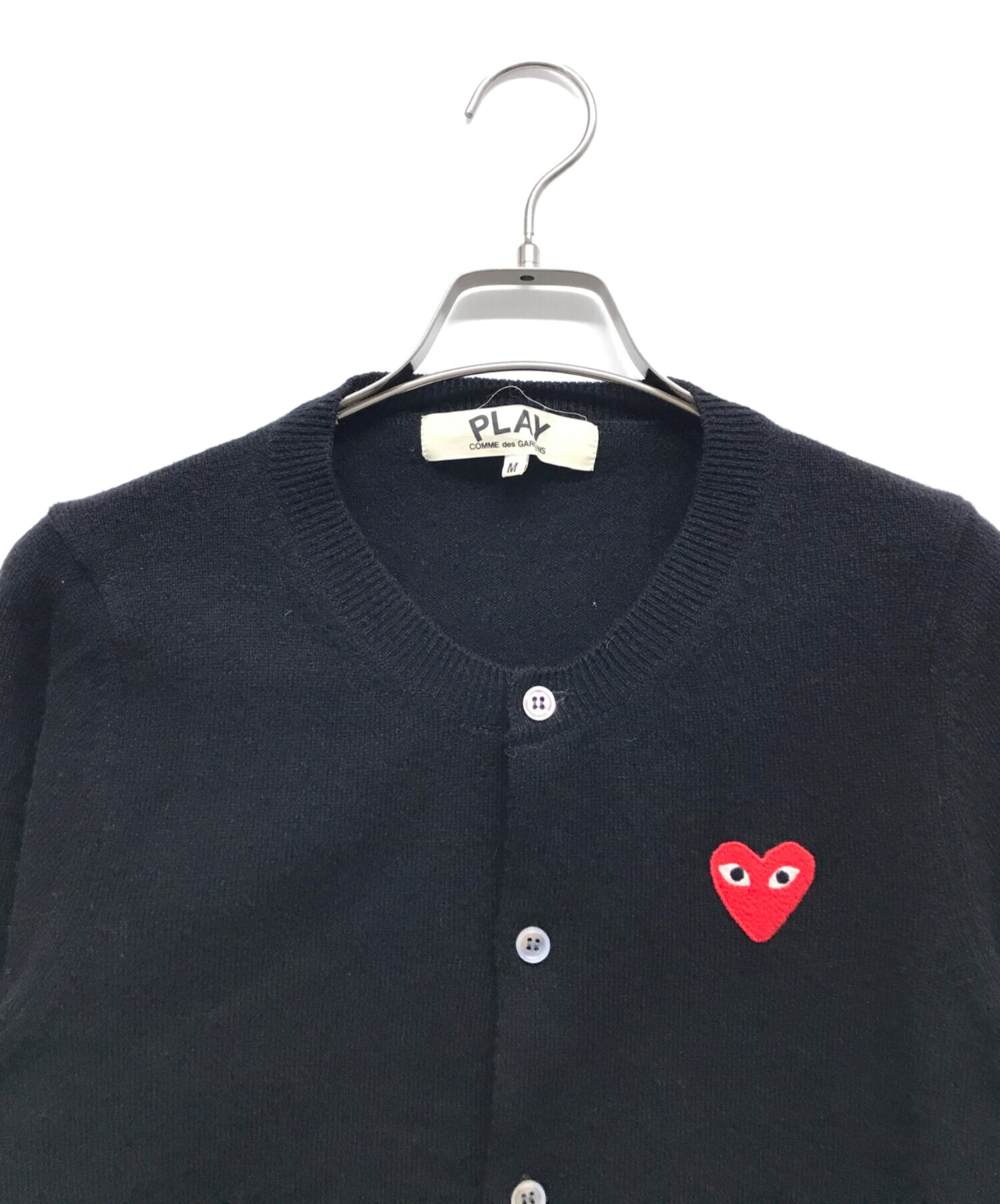 美品✨　プレイコムデギャルソン　カーディガン　シェルボタン　M COMME des GARCONS PLAY プレイ コムデギャルソン カーディガン