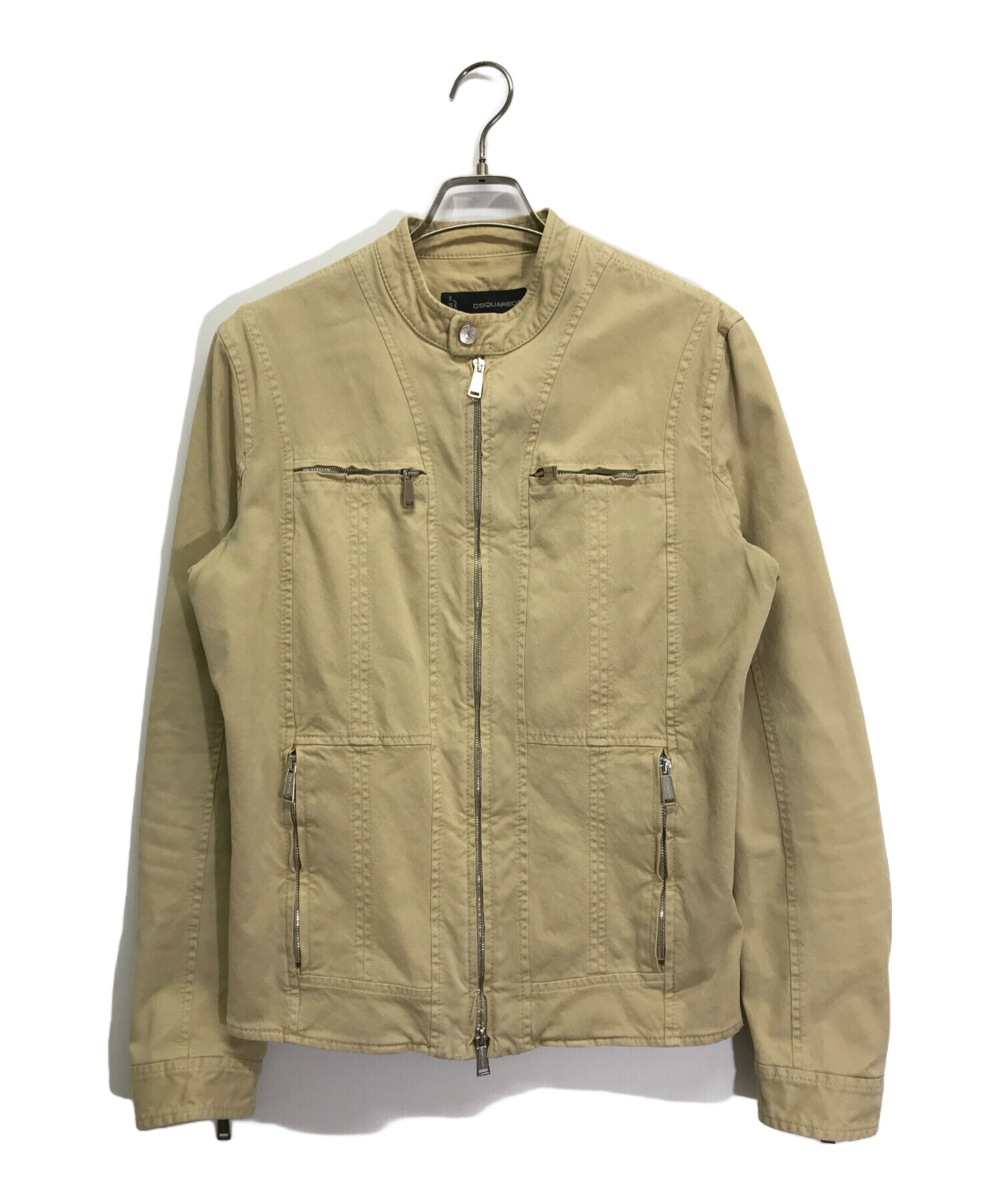 DSQUARED2 ベージュ レザー シングルライダースジャケット size48 中古・古着通販】DSQUARED2 (ディースクエアード) コットンシングル