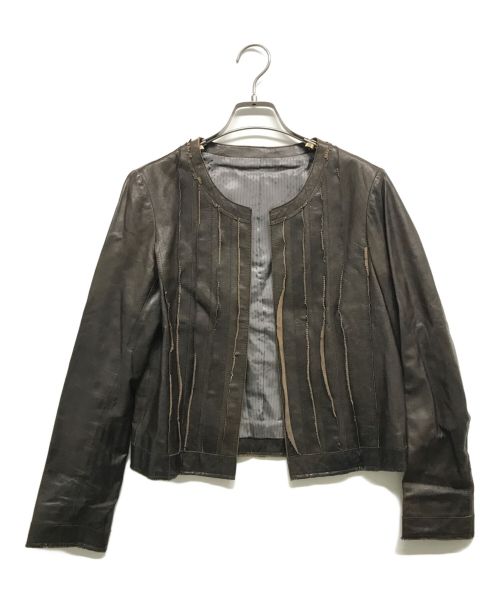 中古・古着通販】LEILIAN (レリアン) ラムレザージャケット ブラウン