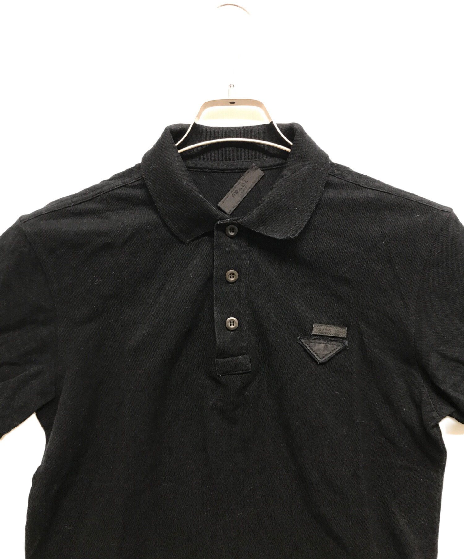 PRADA ブラック ポロシャツ　M 中古・古着通販】PRADA (プラダ) ポロシャツ ブラック サイズ:M