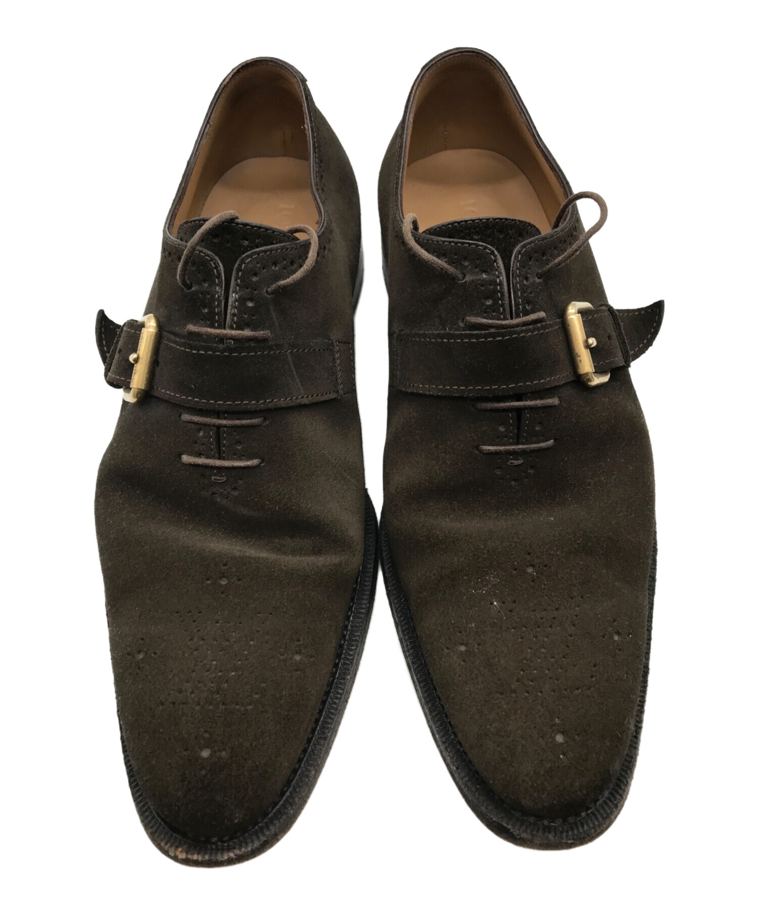 ルイヴィトンスエード モンクストラップシューズ