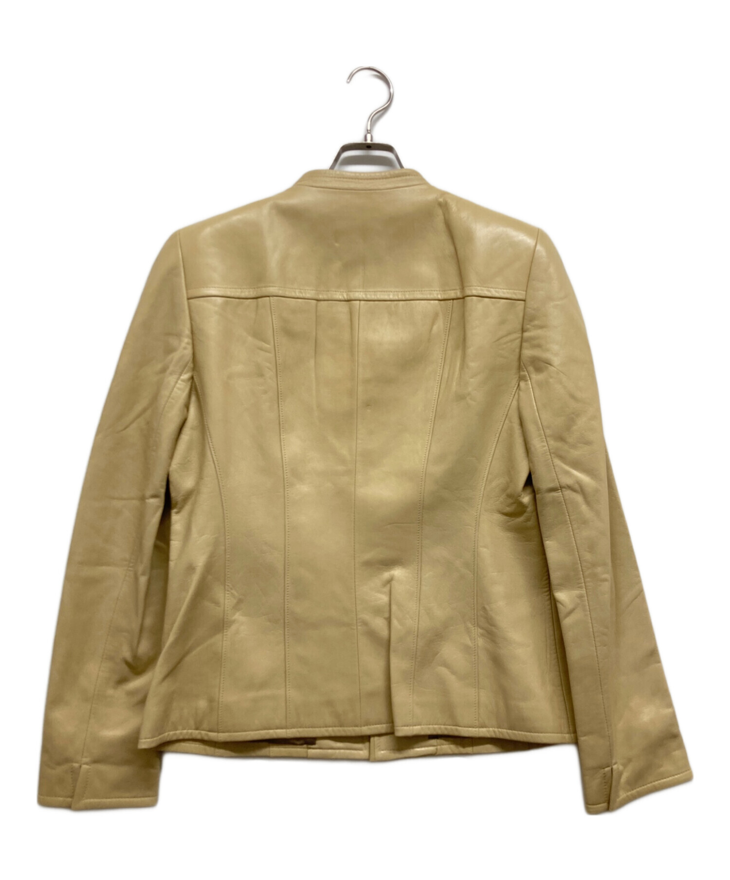 中古・古着通販】AKRIS (アクリス) レザージャケット ベージュ サイズ