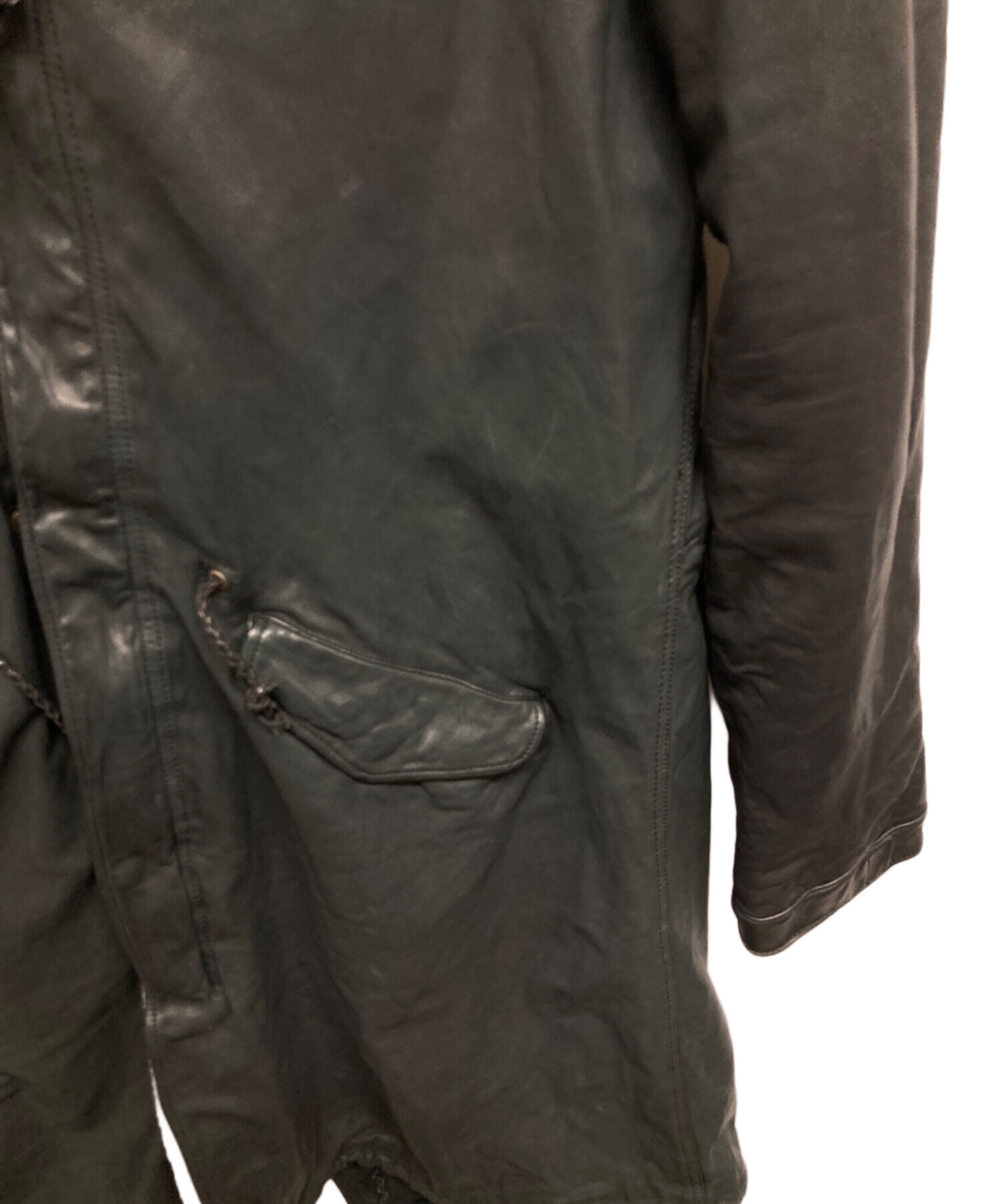 中古・古着通販】sisii (シシ) ファー付きレザーコート ブラック