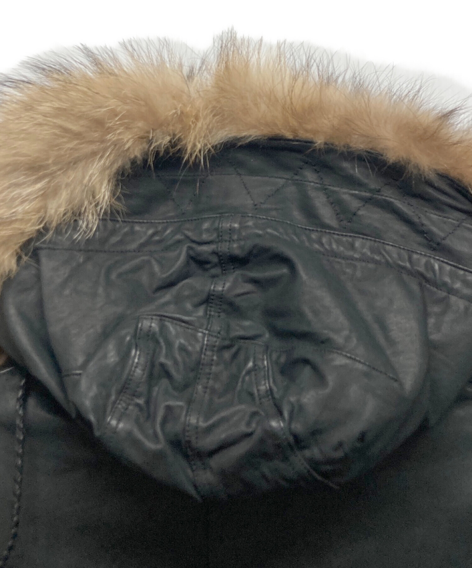 中古・古着通販】sisii (シシ) ファー付きレザーコート ブラック