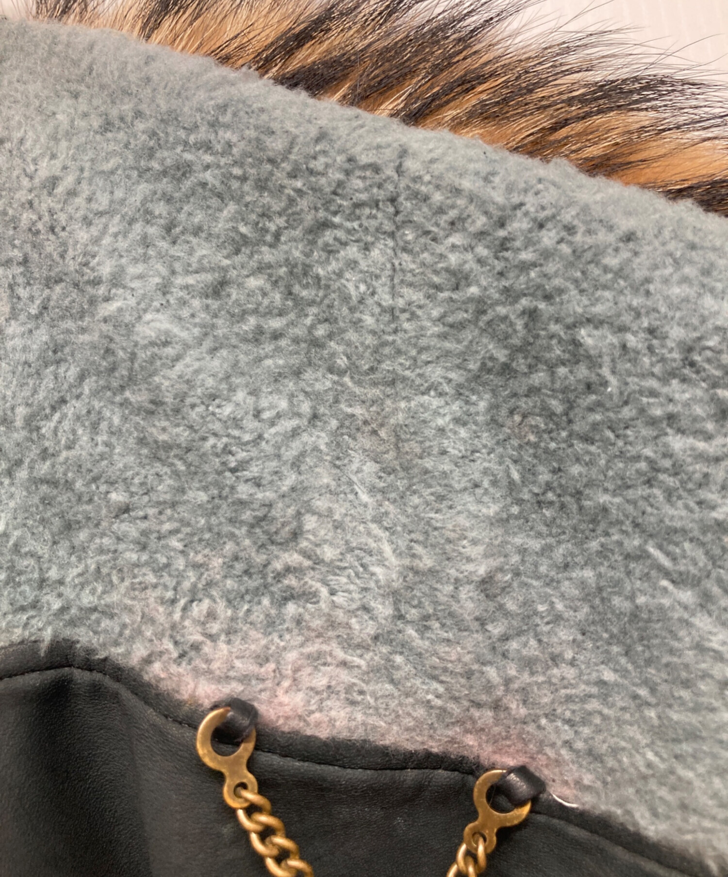 中古・古着通販】sisii (シシ) ファー付きレザーコート ブラック