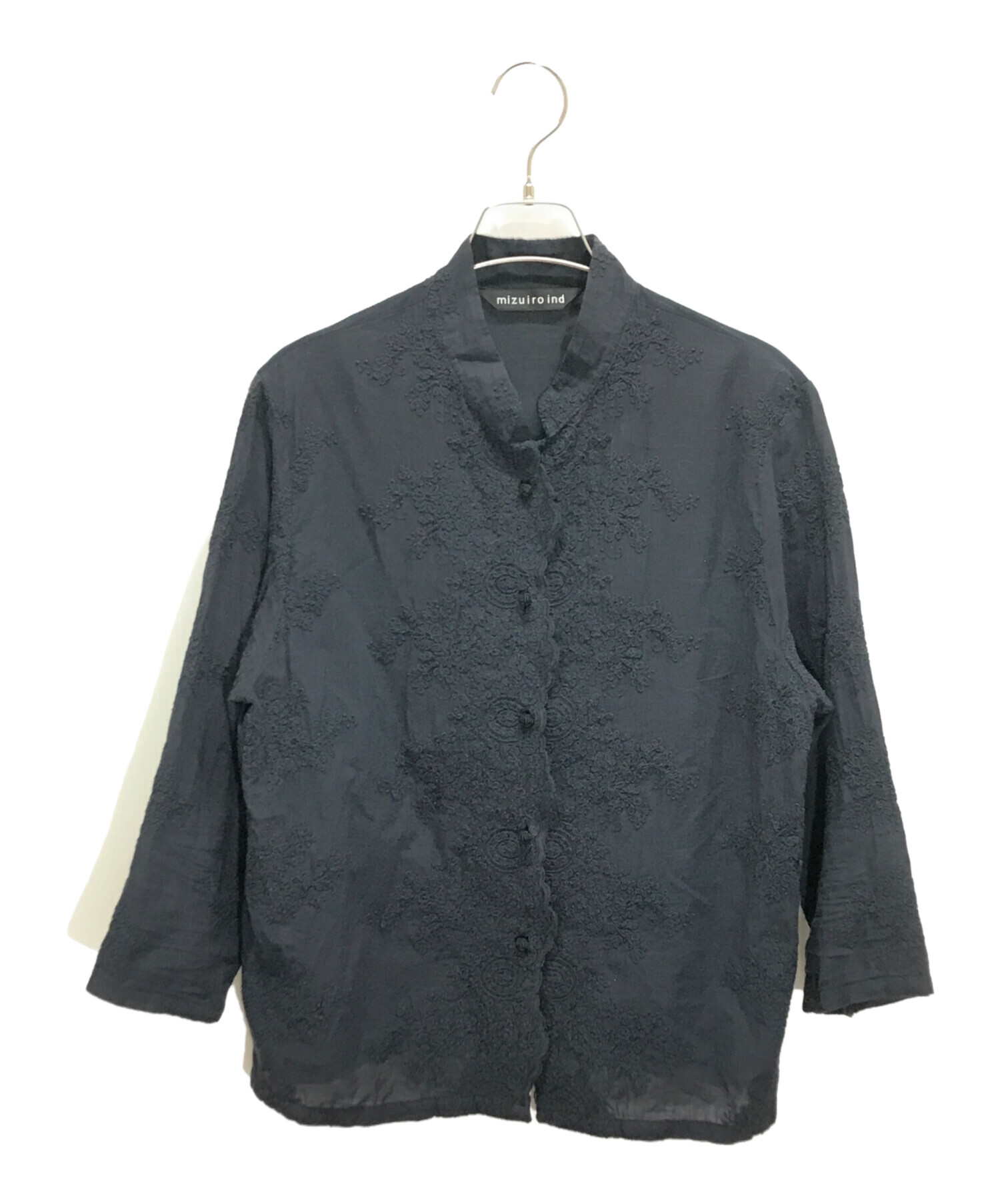 中古・古着通販】mizuiro-ind (ミズイロインド) 刺繍ブラウス ネイビー