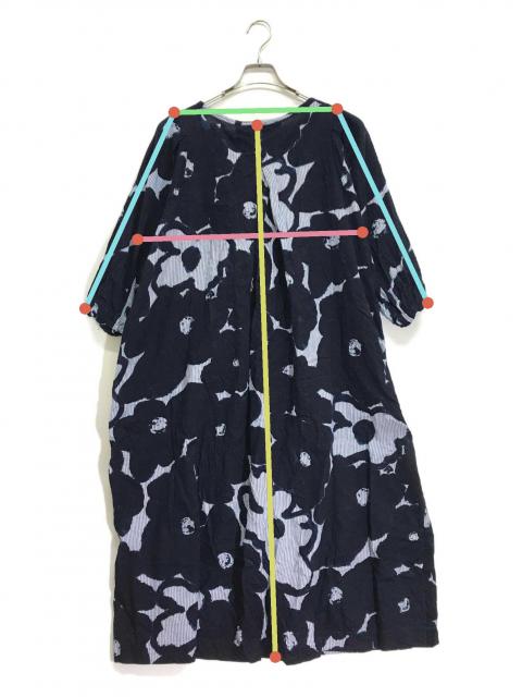 45R ヒッコリー風呂敷のプリントドレス マキシ丈ワンピース 45R 【美品/定価4.7万】45R フォーティファイブアール *ヒッコリー