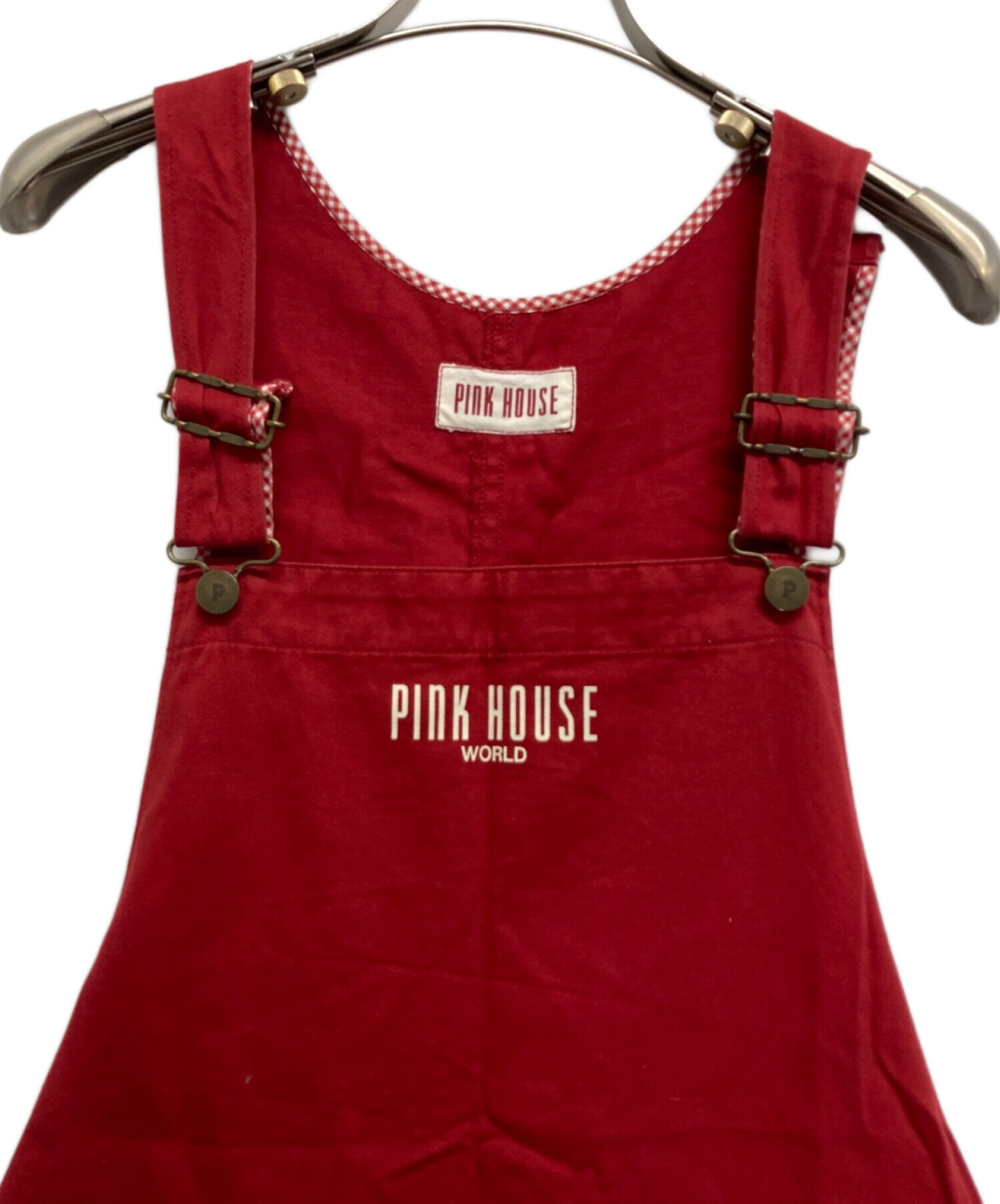 ピンクハウス　ジャンバースカートリボン PINK HOUSE 赤ドットサロペット 中古・古着通販】PINK HOUSE (ピンクハウス) ジャンパースカート