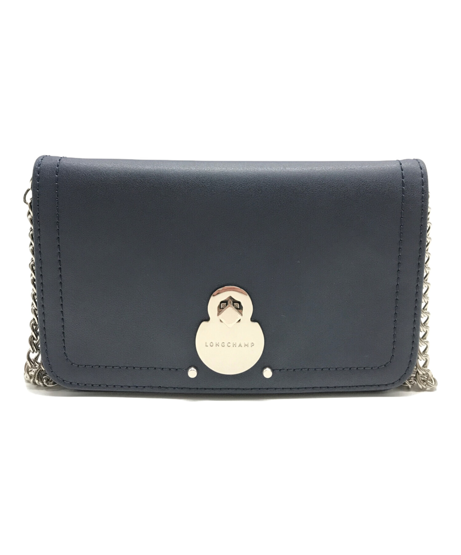 中古・古着通販】LONGCHAMP (ロンシャン) チェーンウォレット ネイビー 