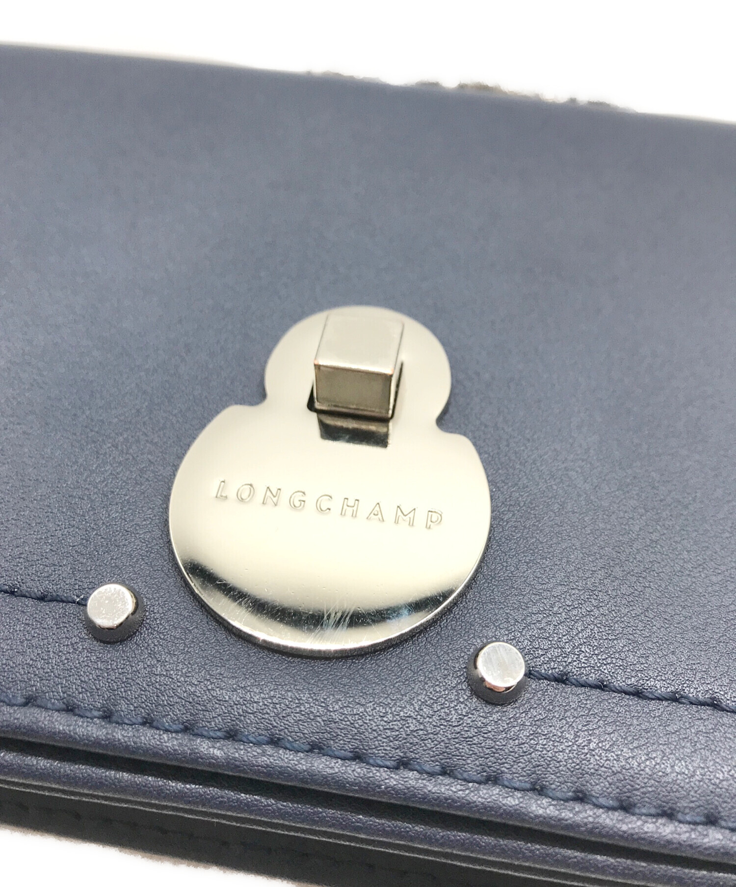 中古・古着通販】LONGCHAMP (ロンシャン) チェーンウォレット ネイビー 