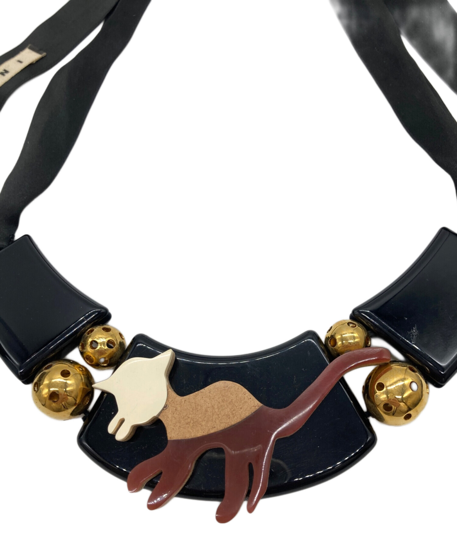 中古・古着通販】MARNI (マルニ) アニマルデザインネックレス ブラック 