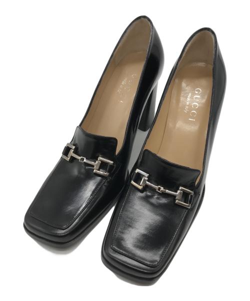 中古・古着通販】GUCCI (グッチ) スクエアトゥーホースビットパンプス