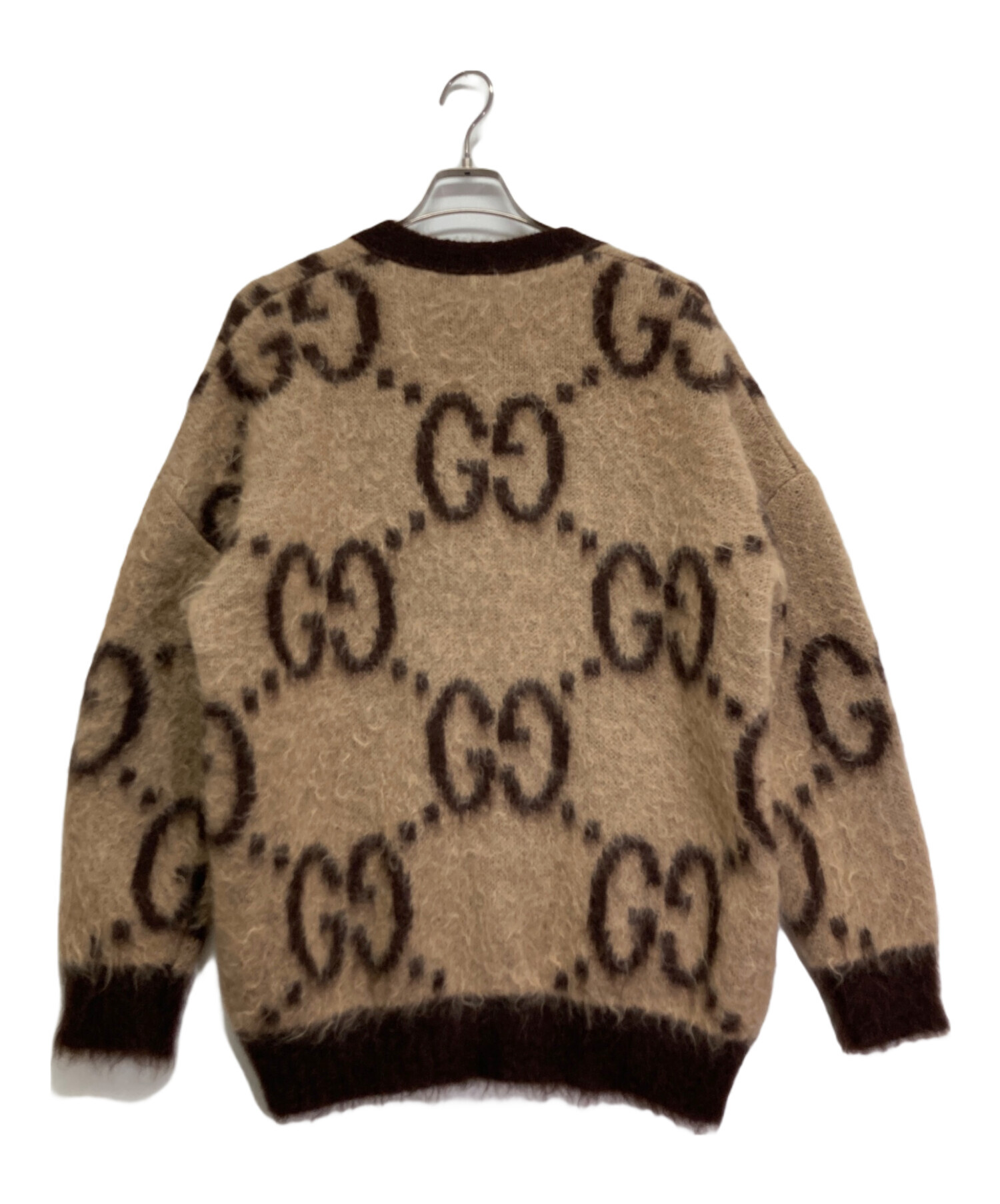 中古・古着通販】GUCCI (グッチ) GG柄モヘアカーディガン ベージュ 