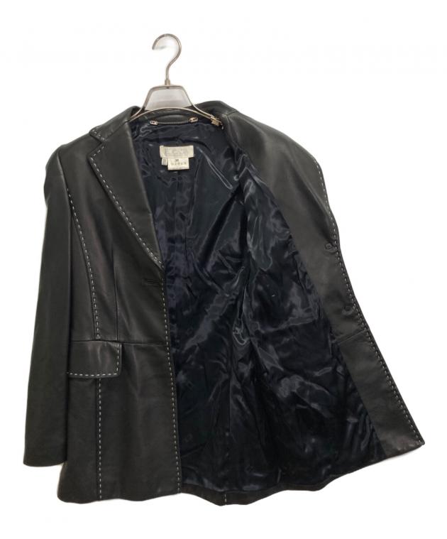 ESCADA ブラック レザージャケット 新品タグ付き 中古・古着通販】ESCADA (エスカーダ) レザージャケット ブラック