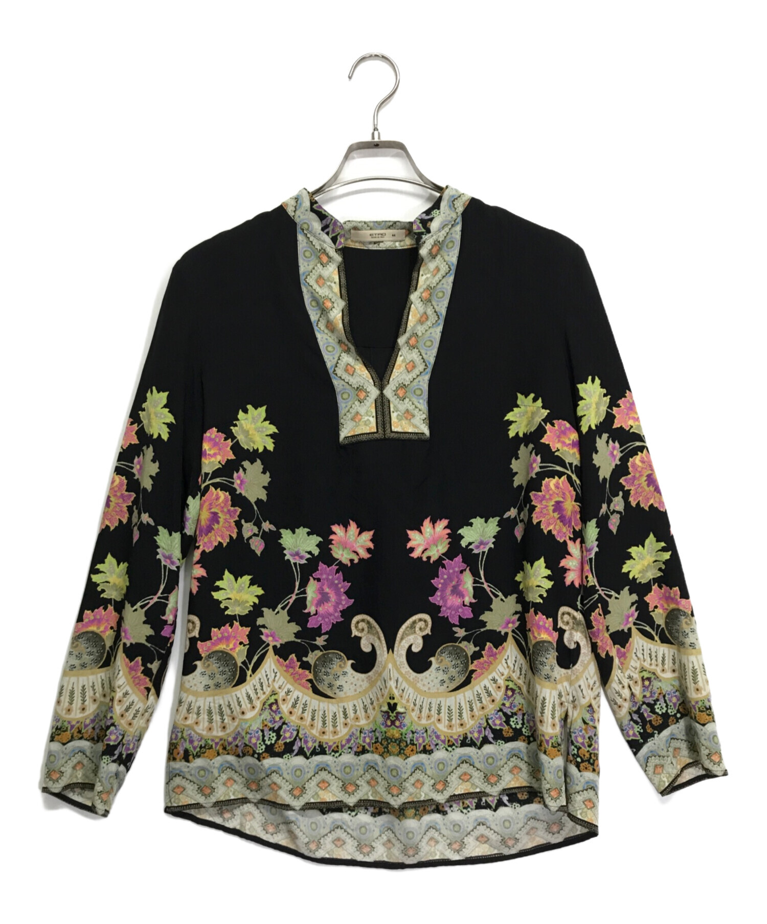 中古・古着通販】ETRO (エトロ) シルクブラウス ブラック サイズ:44 