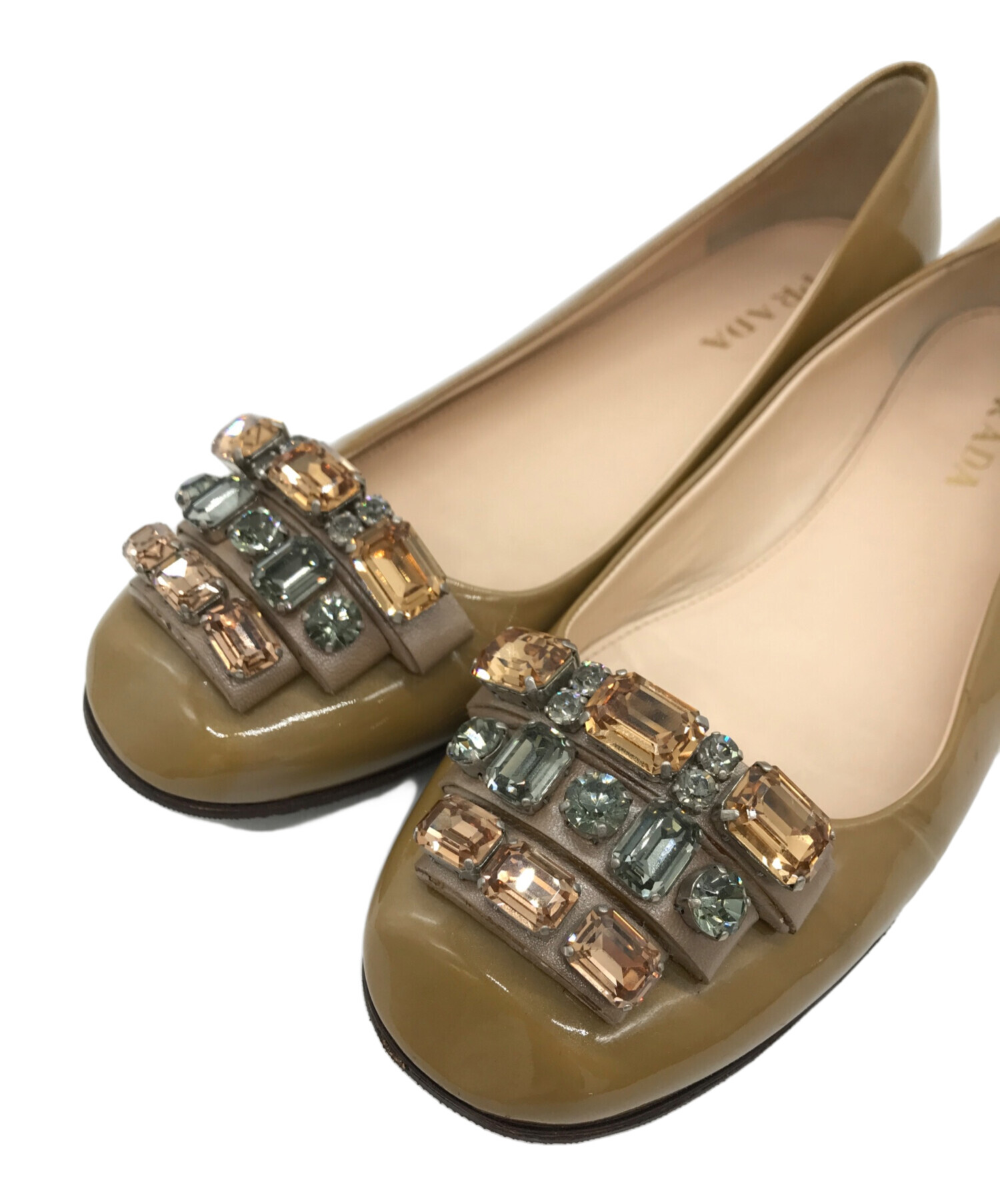 中古・古着通販】PRADA (プラダ) ビジューパンプス イエロー サイズ:38  