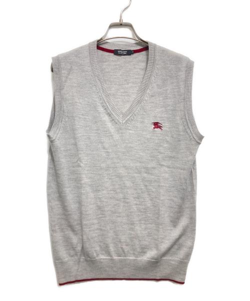 希少　タグ付き　バーバリーブラックレーベル　シルク混ニットベスト　ホースロゴ　紺 中古・古着通販】BURBERRY BLACK LABEL (バーバリーブラック