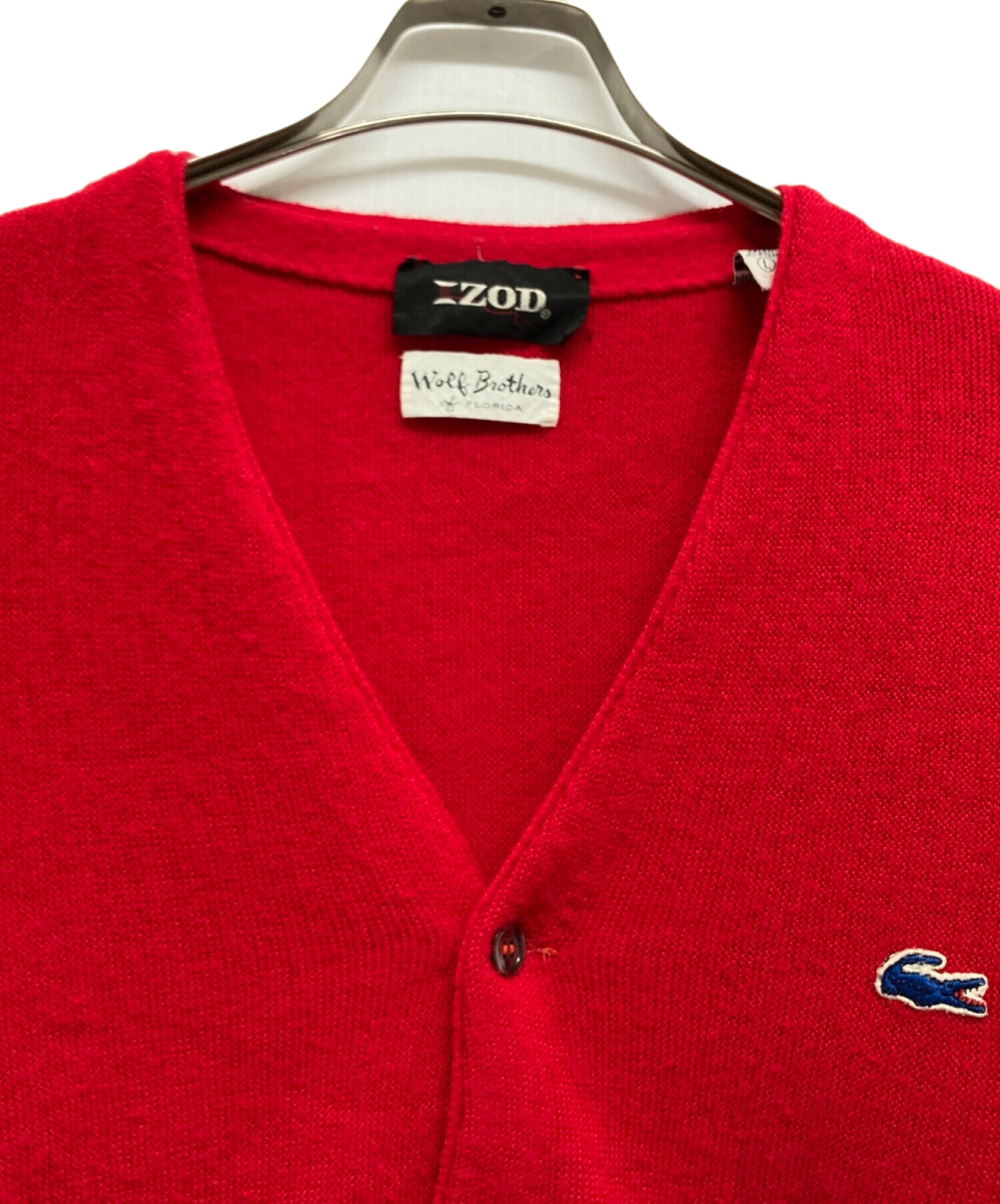 中古・古着通販】IZOD (アイゾッド) ニットカーディガン レッド サイズ 