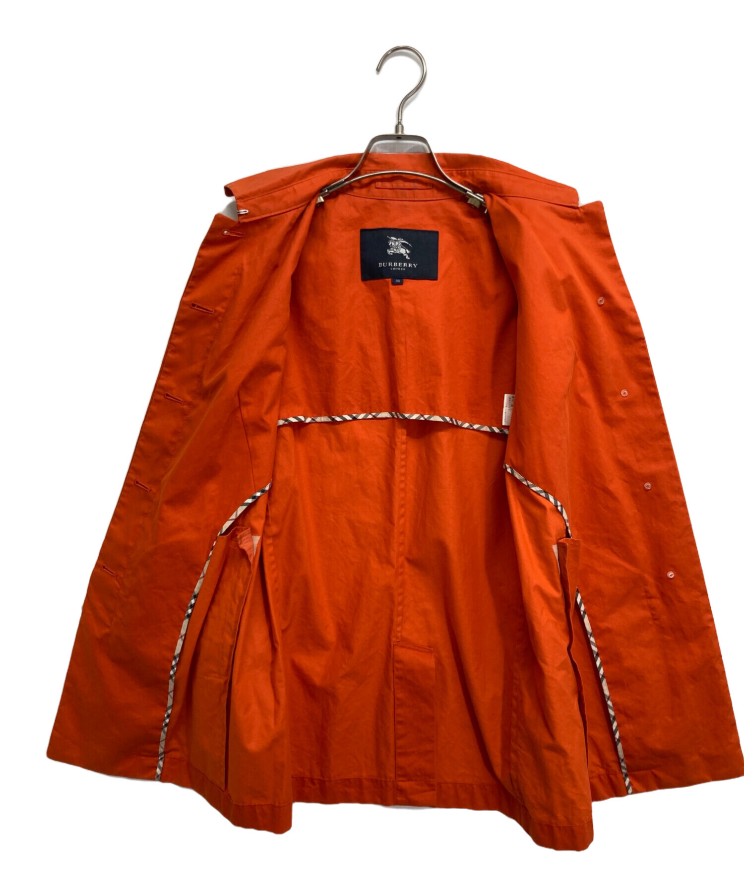 BURBERRY オレンジ トレンチコート 38 中古・古着通販】BURBERRY LONDON (バーバリーロンドン) ステンカラー