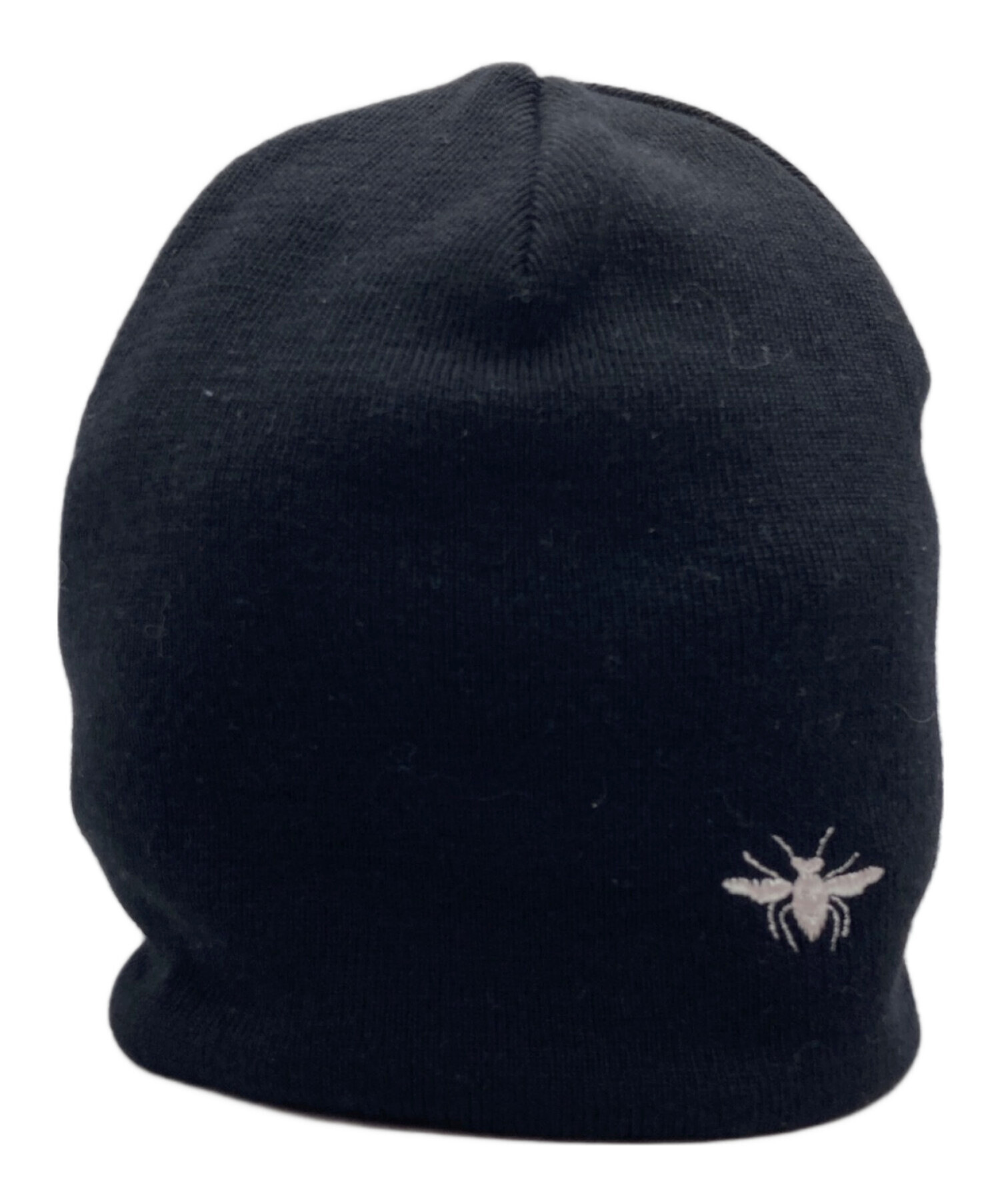 ディオールオム　ブラックニット帽 シンプルデザイン 中古・古着通販】Dior Homme (ディオール オム) 刺繍ニット帽 ブラック