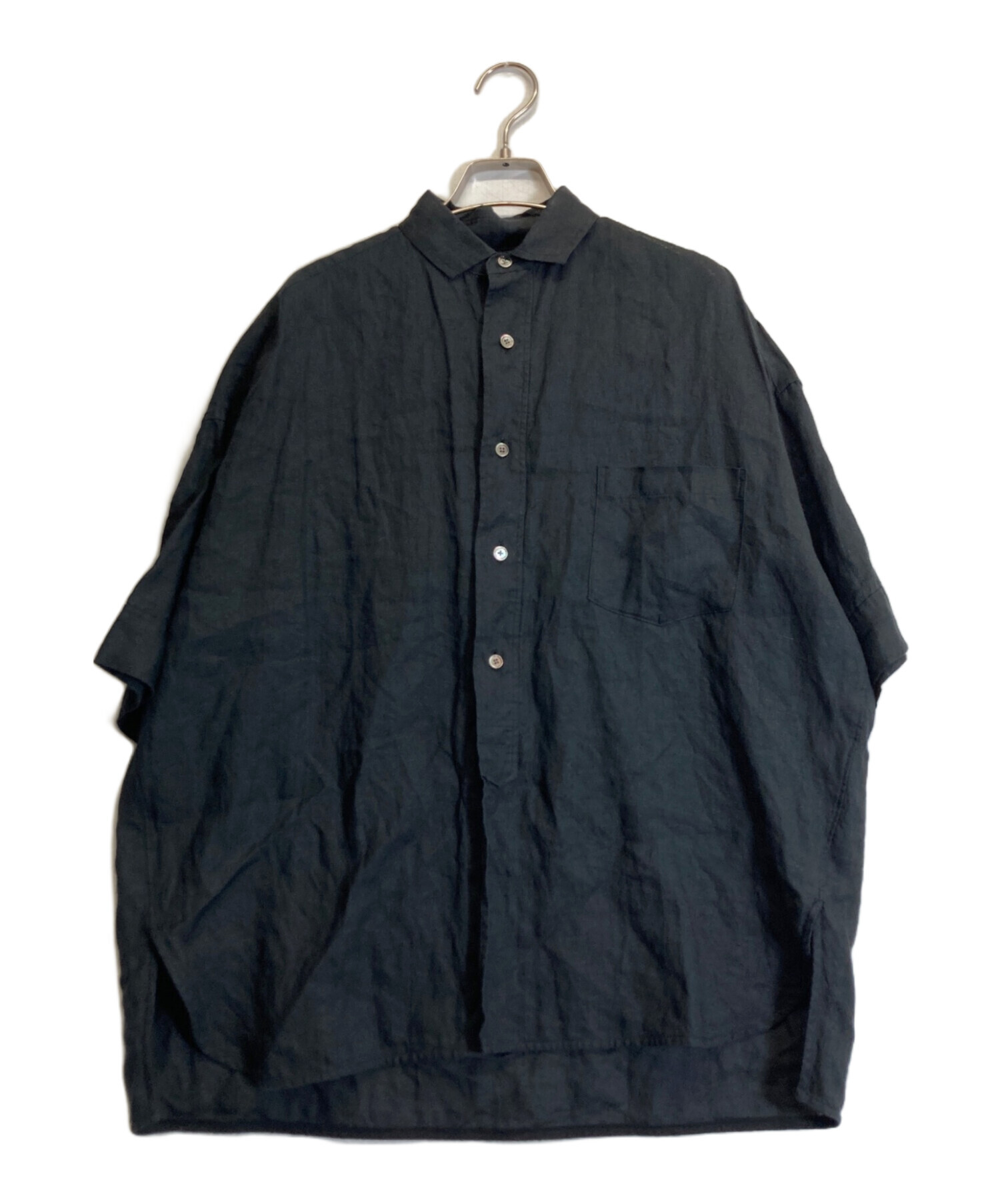 中古・古着通販】TICCA (ティッカ) リネン半袖シャツ ブラック サイズ