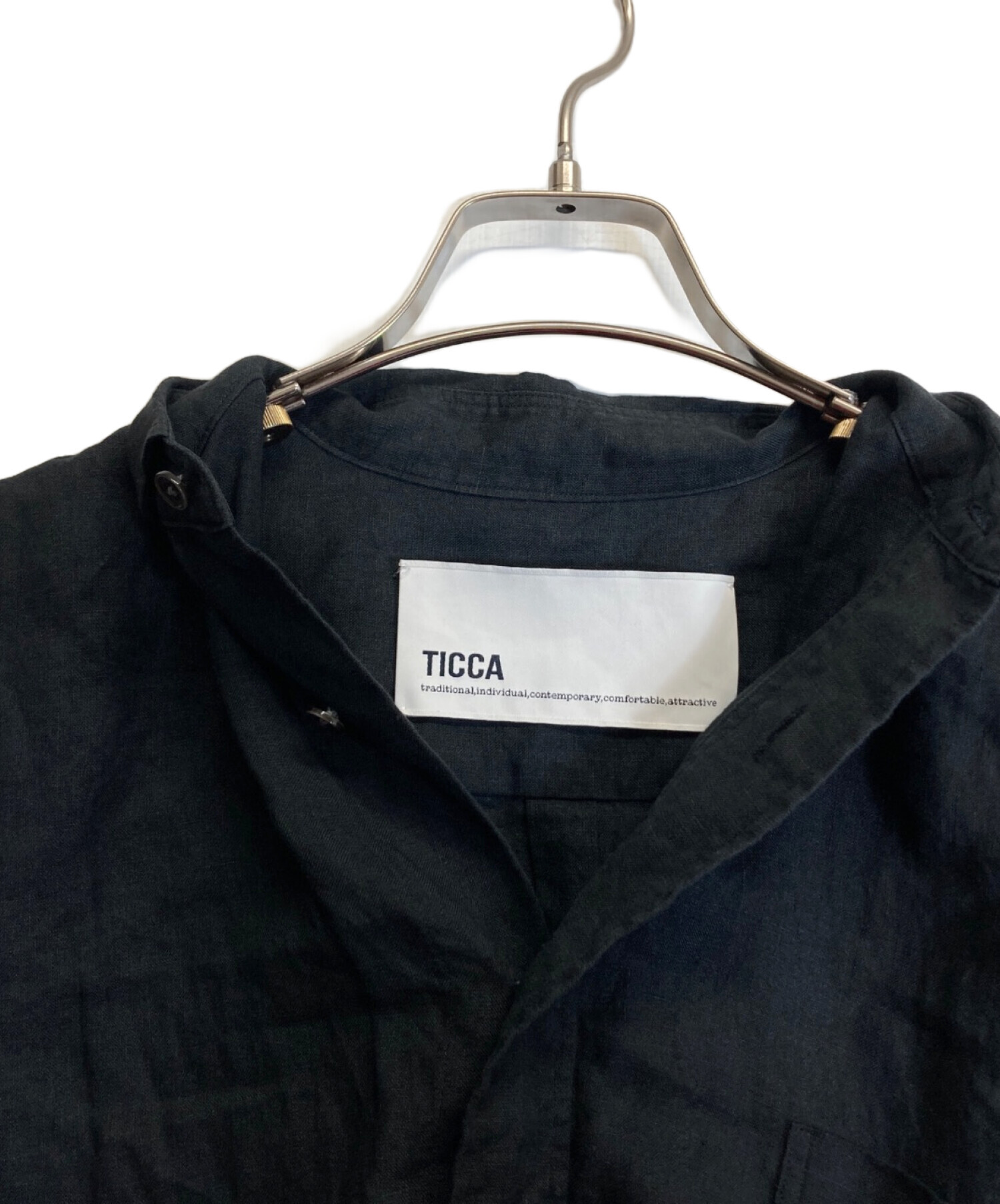 中古・古着通販】TICCA (ティッカ) リネン半袖シャツ ブラック サイズ 