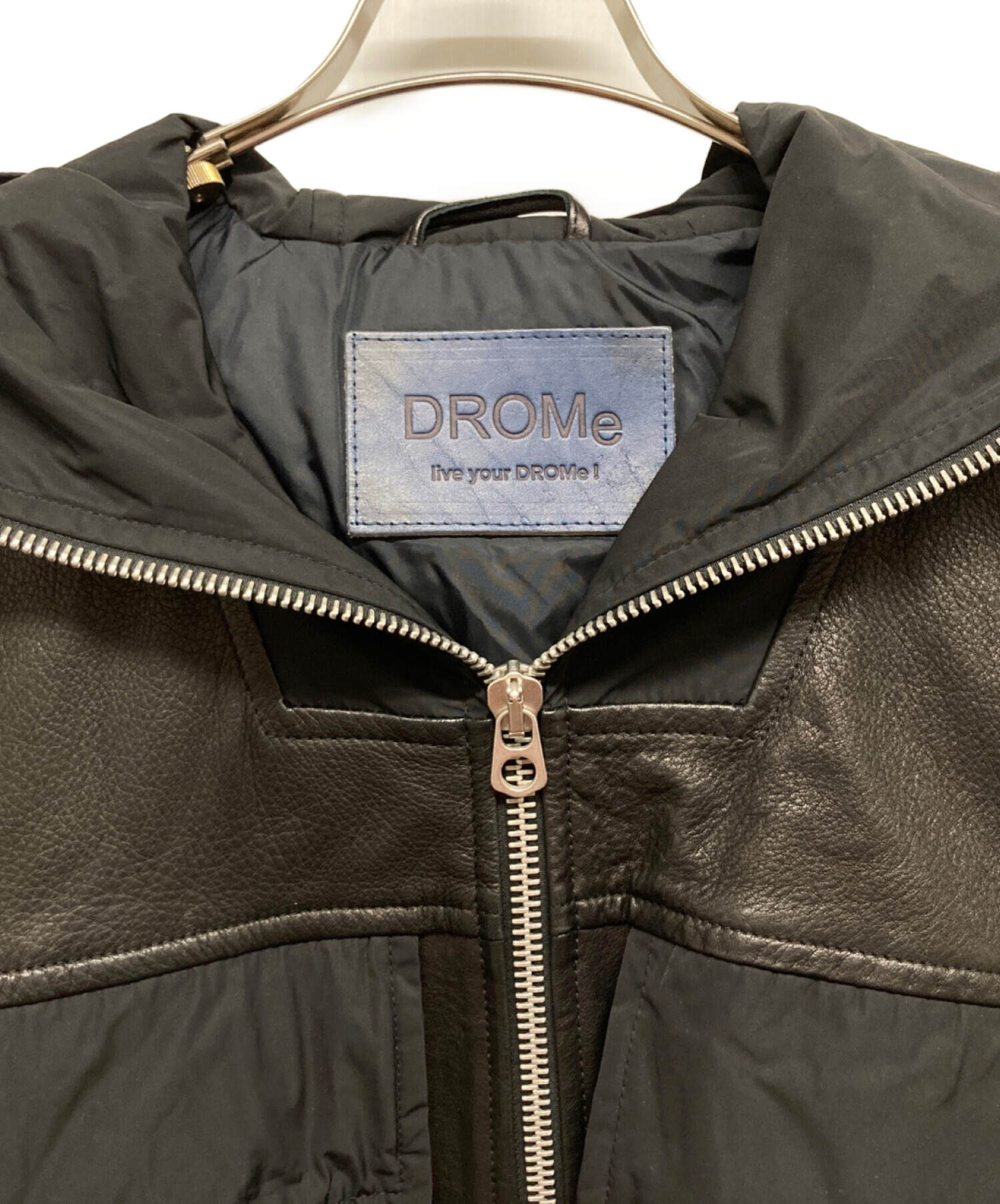 DROMe ドローム レザージャケット パーカー カモフラージュ M イタリア製 中古・古着通販】DROMe (ドローム) ラムレザー切替中綿ジャケット